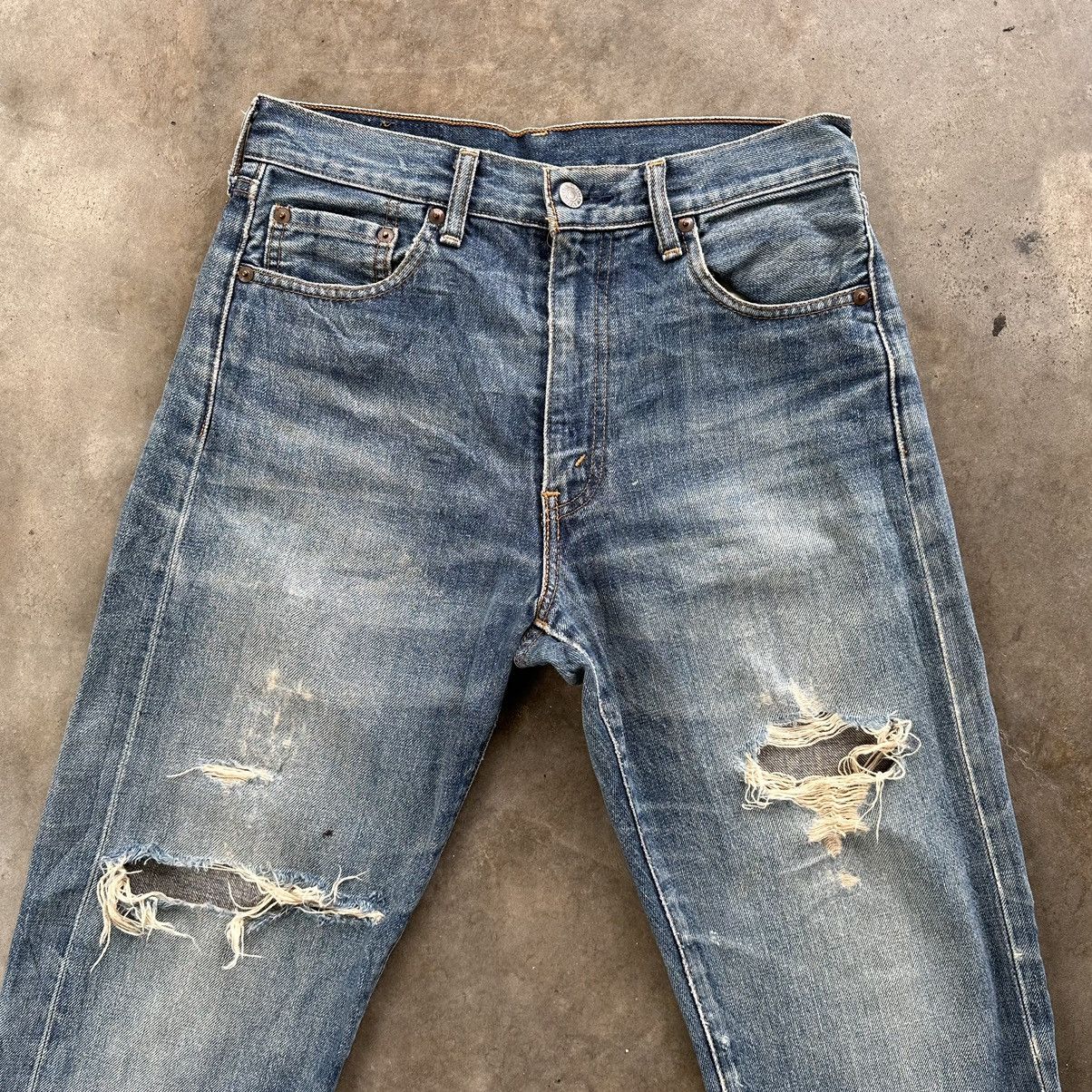 Japanese Brand Vtg🔥Levi’s 502 Talon Selvedge Distressed Faded Denim Jean Size US 30 / EU 46 - 3 Thumbnail