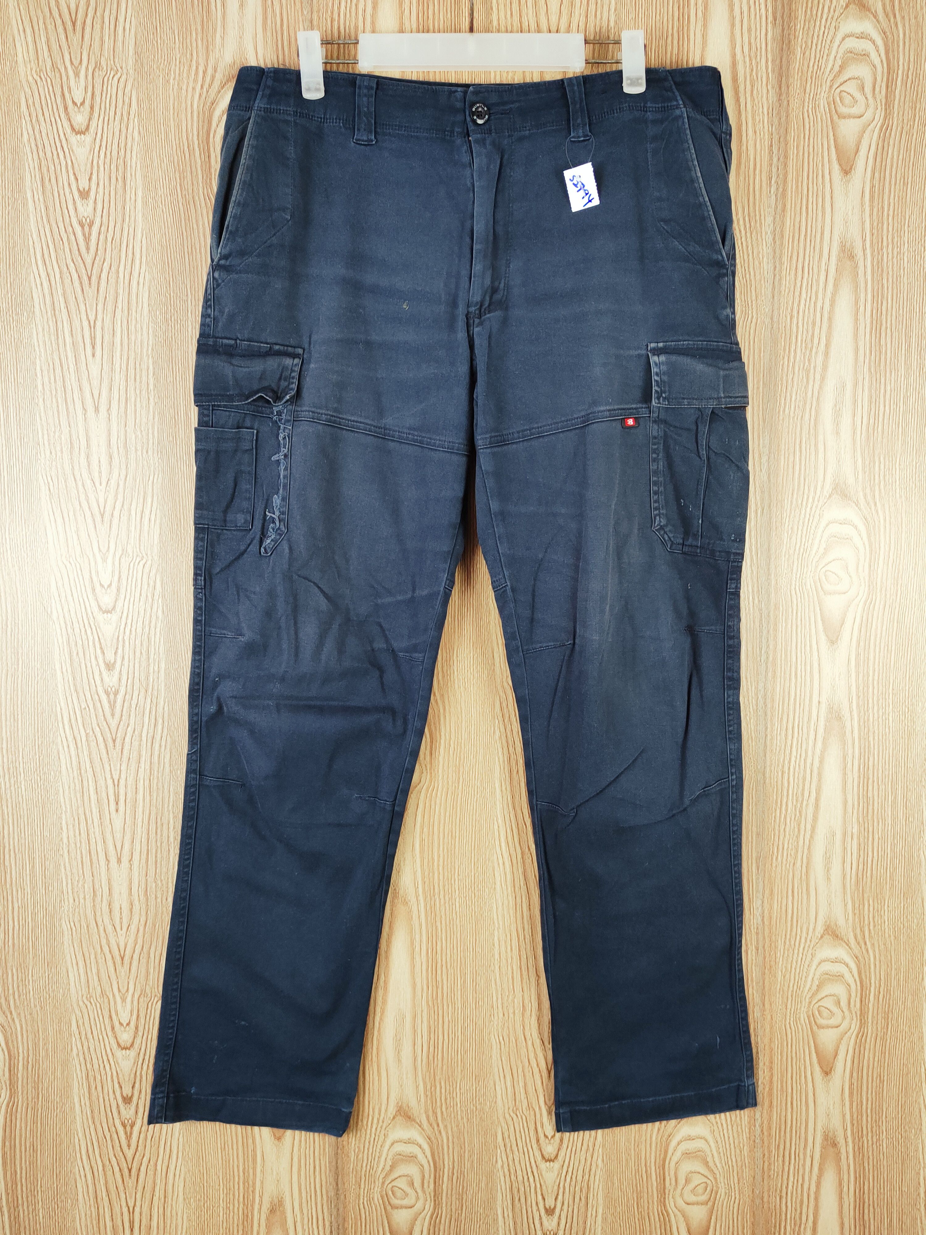 Japanese Brand Burtle Blue Faded Multipocket Tactical Cargo Pants #S2794 Size US 35 - 1 Thumbnail