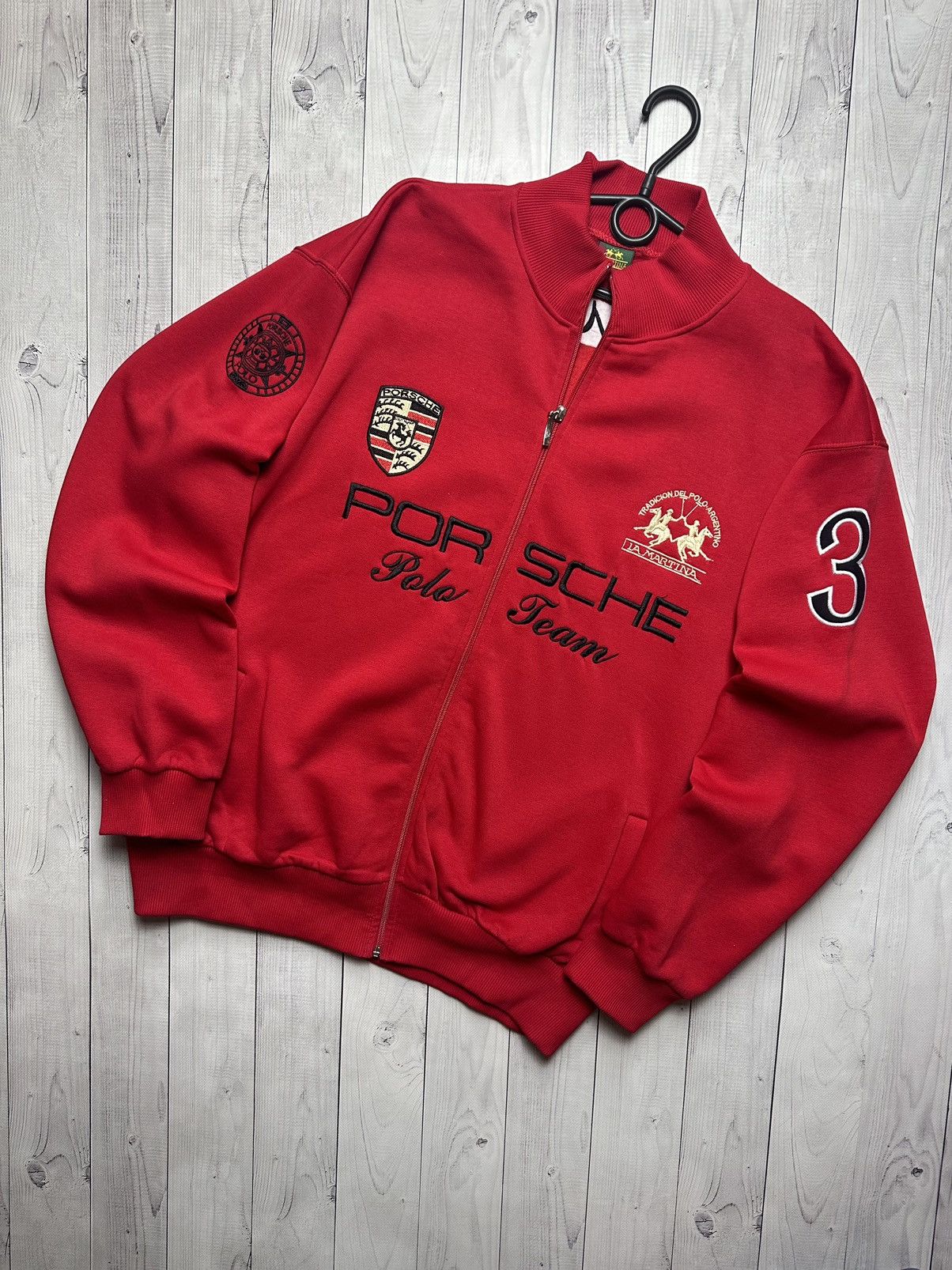 Vintage Racing L A Martina Porsche bomber jacket red XXL