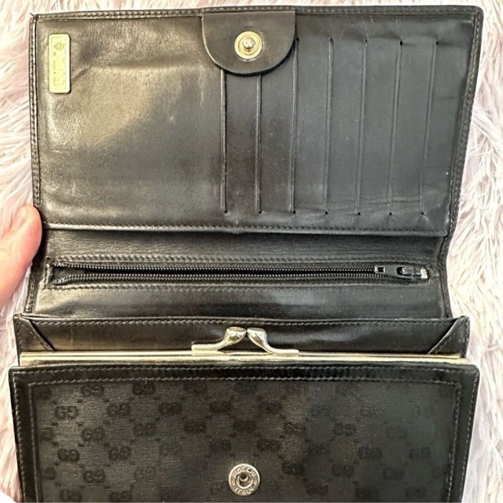 Gucci Gucci Black Wallet with Gold Logo Size ONE SIZE - 3 Thumbnail