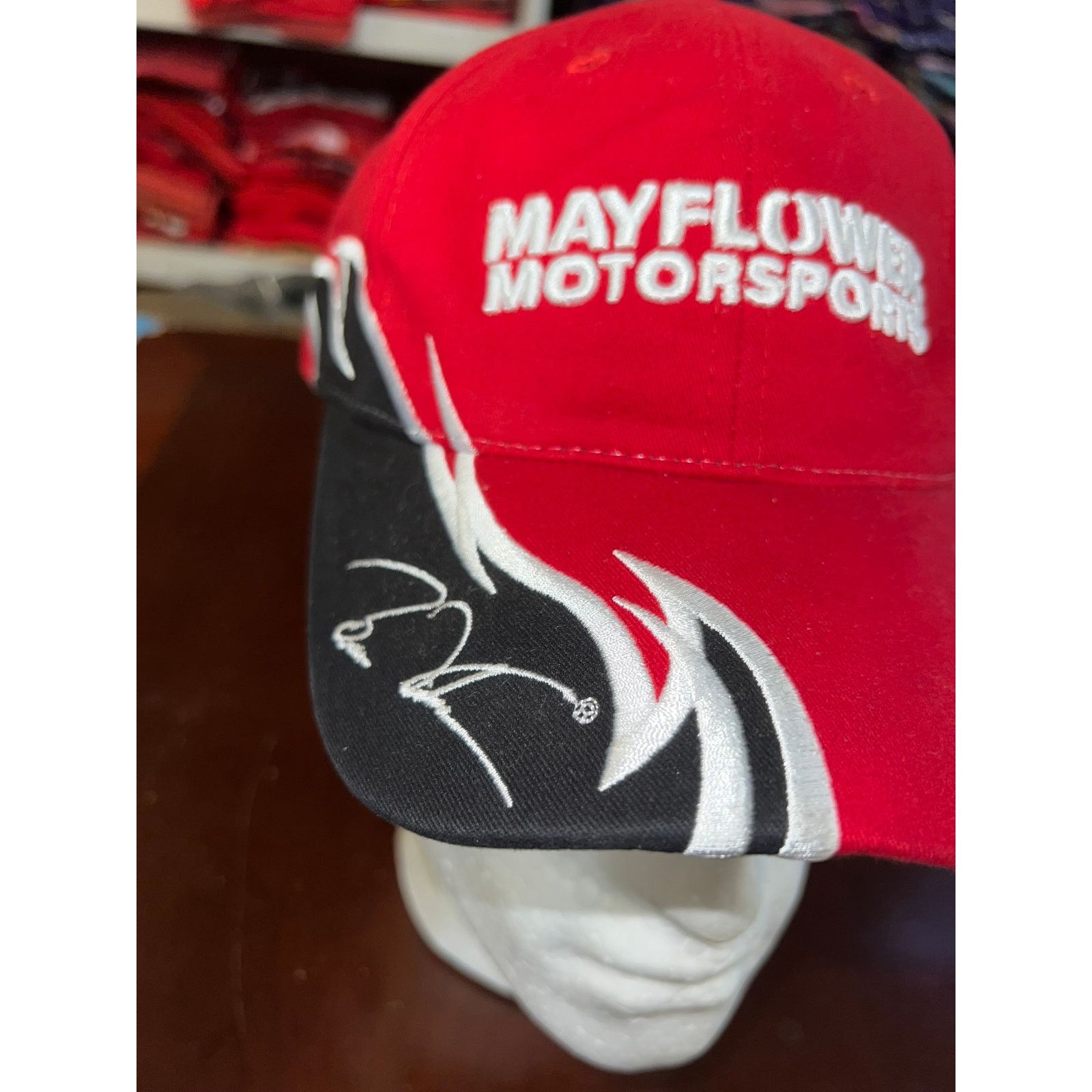 Vintage Vintage Mayflower Motorsports Hat Black Red Cap Headwear OS Size ONE SIZE - 2 Thumbnail