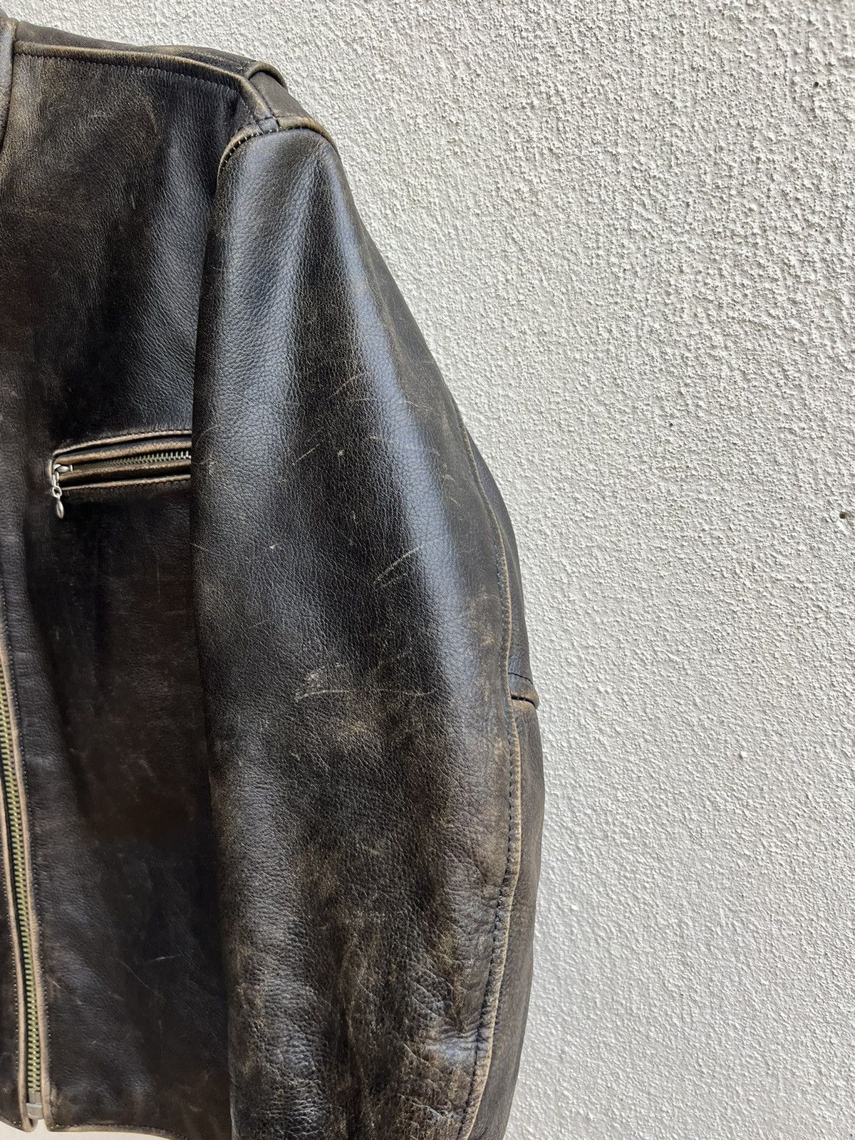 Leather Vintage R.B.C Legend Distressed Patina Leather Racer Jacket Size US S / EU 44-46 / 1 - 12 Thumbnail