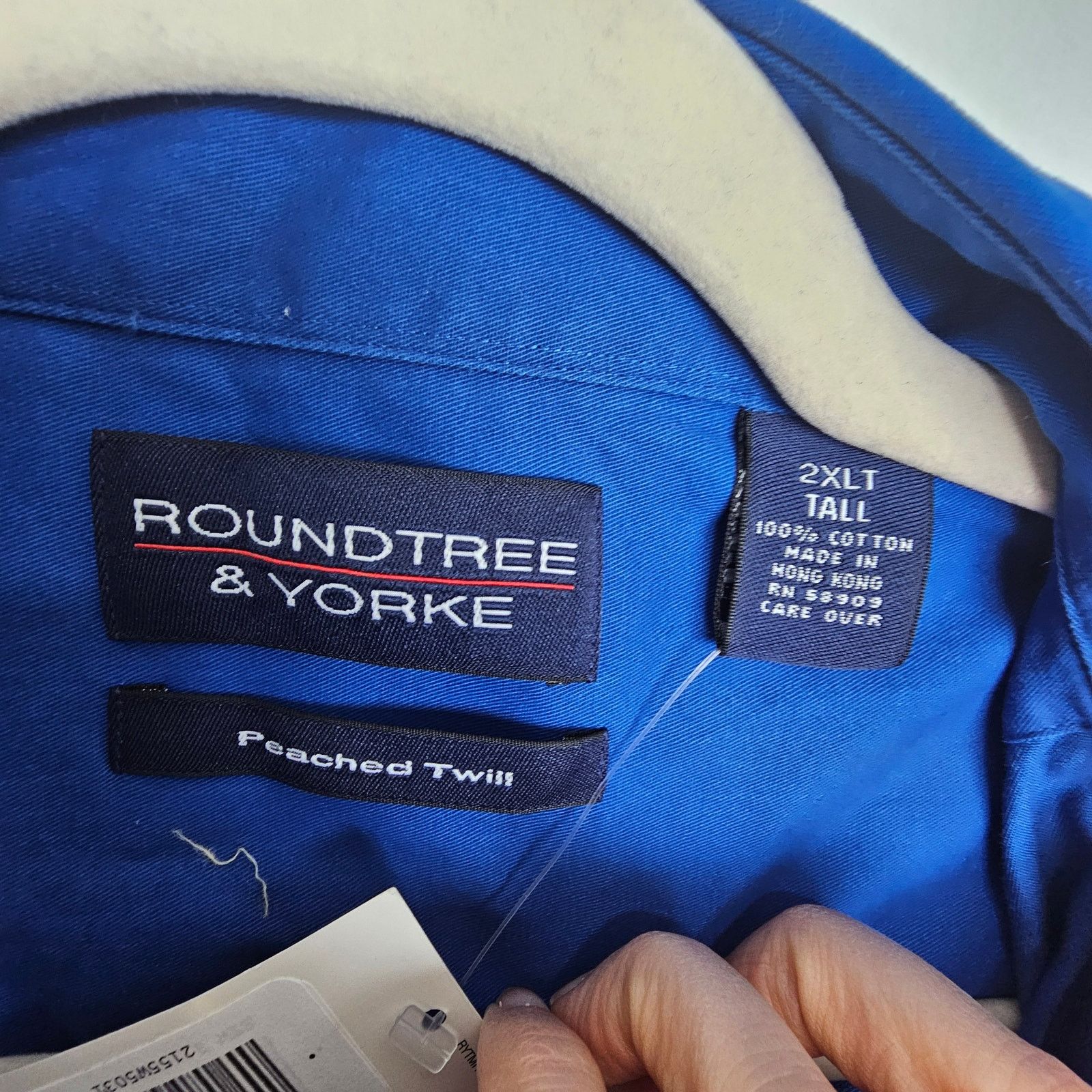 Roundtree & Yorke NEW Roundtree & Yorke Blue Button Shirt Twill Men 2XLT Size US XXL / EU 58 / 5 - 6 Thumbnail