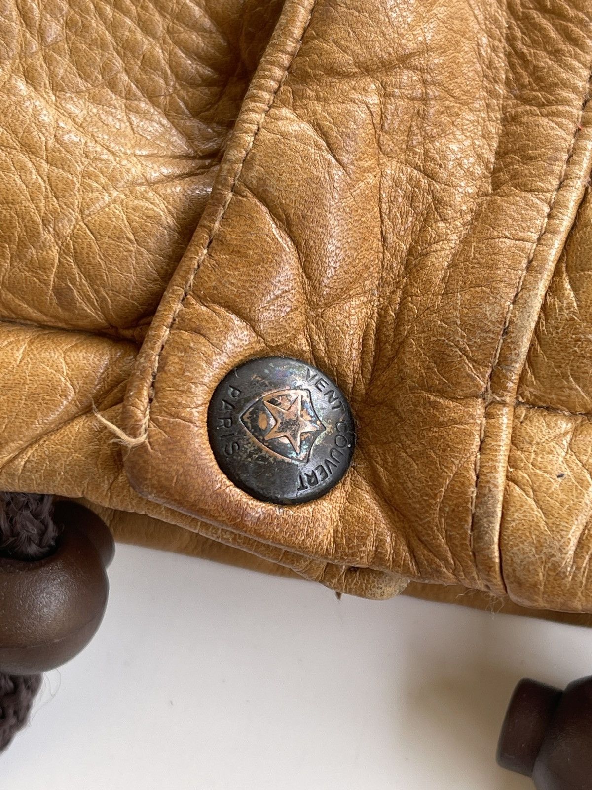 Vintage 80s Vent Couvert Leather Down Jacket Size US L / EU 52-54 / 3 - 10 Thumbnail