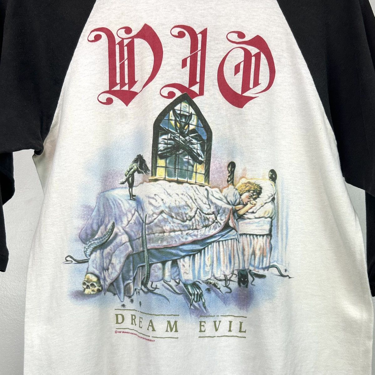 Vintage 80s 1987 Dio Dream Evil Tour band raglan t shirt