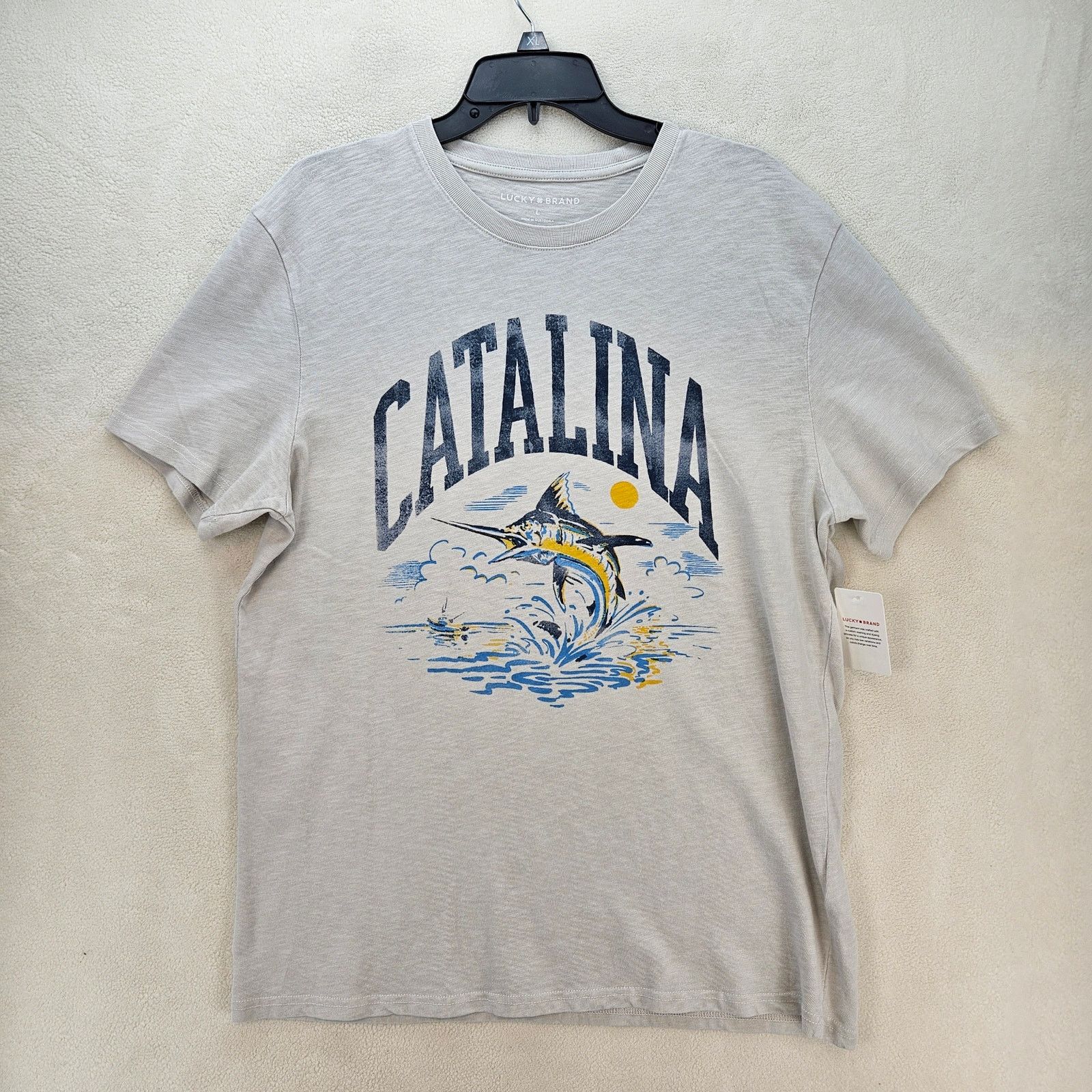 Lucky Brand LUCKY BRAND MEN'S LARGE DAWN BLUE OFF WHITE CATALINA TEE NWT Size US L / EU 52-54 / 3 - 1 Thumbnail
