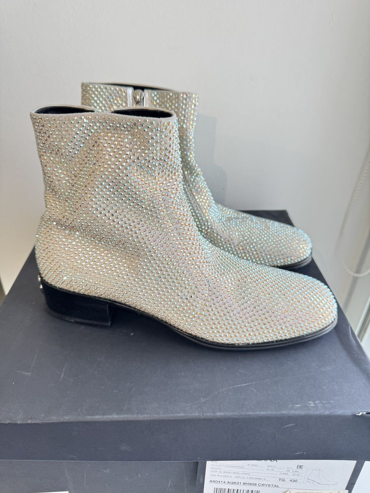 Dolce & Gabbana DOLCE & GABBANA Crystal DG Metal Logo Heels Leather Boot Size US 9 / EU 42 - 1 Thumbnail