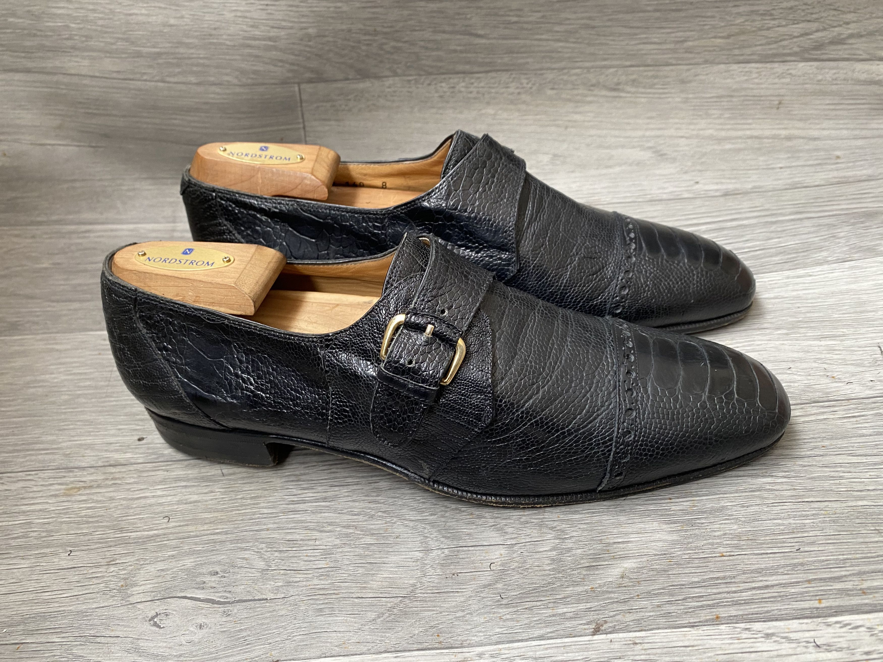 Mauri Mauri single monk strap black exotic ostrich leather sz41 Size US 8 / EU 41 - 10 Thumbnail