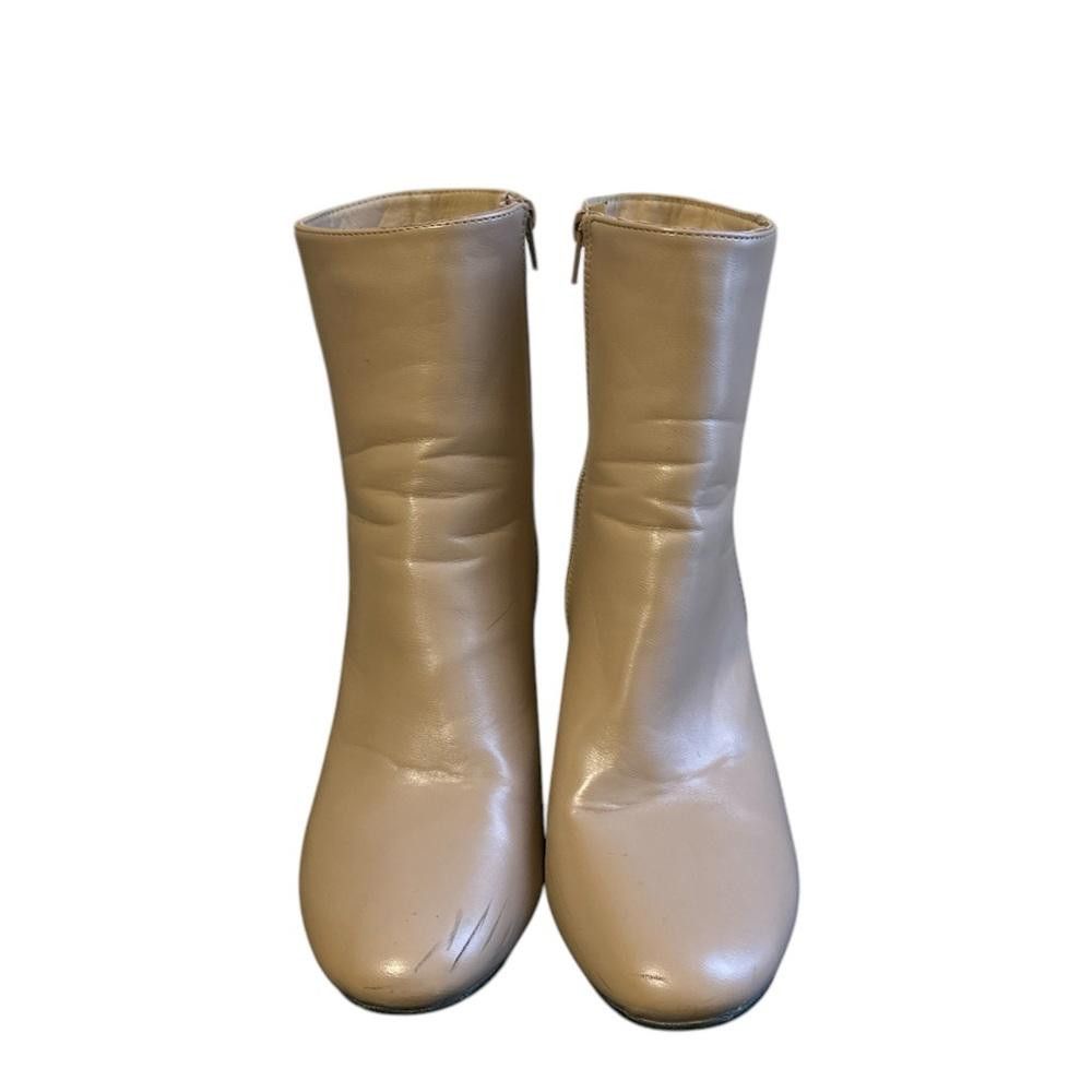 Designer Beige Ankle Boots with Block Heels Size US 10 / IT 40 - 3 Thumbnail