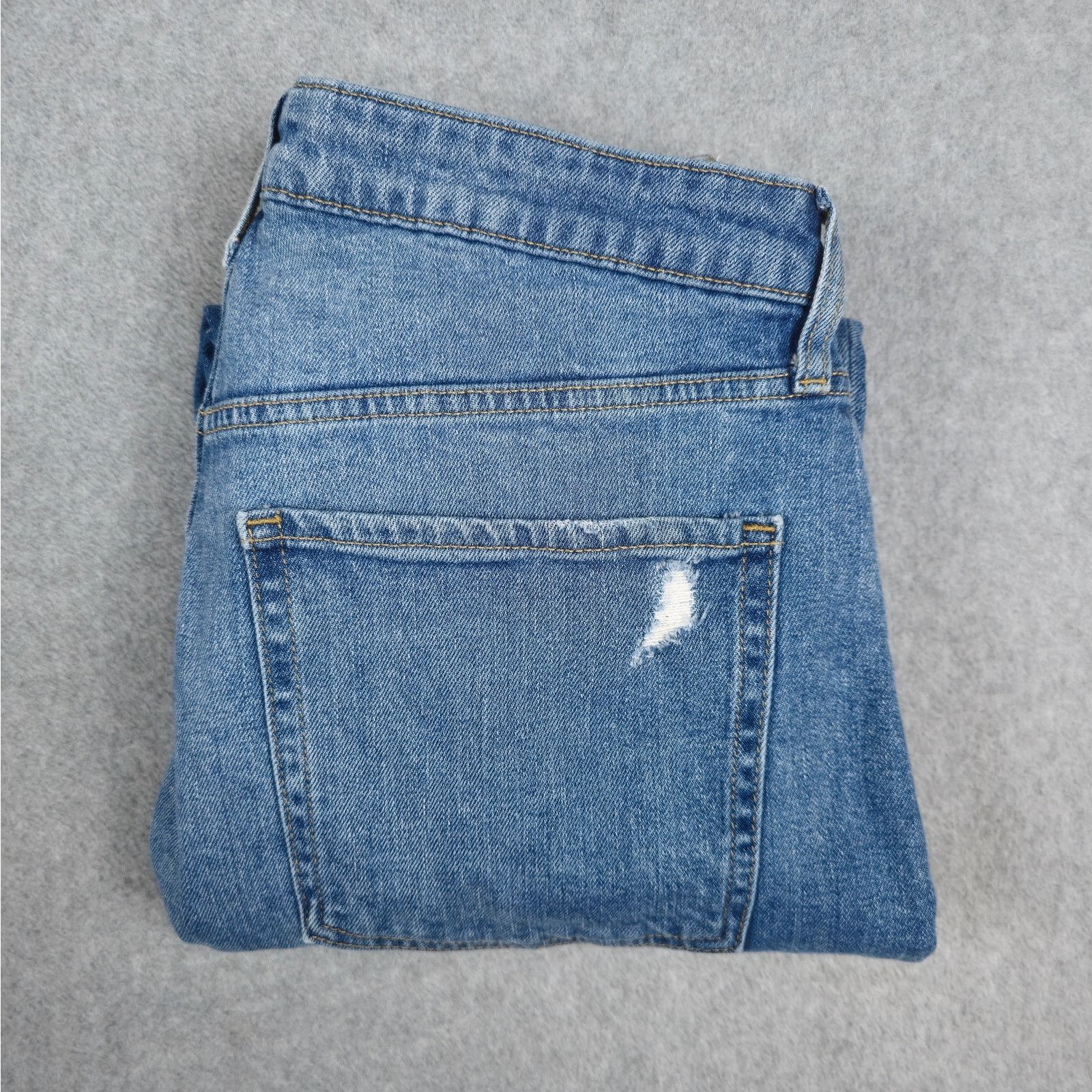 Old Navy Old Navy 12 Curvy OG Straight Jeans Raw Hem Distressed Size 34" / US 12 / IT 48 - 1 Thumbnail
