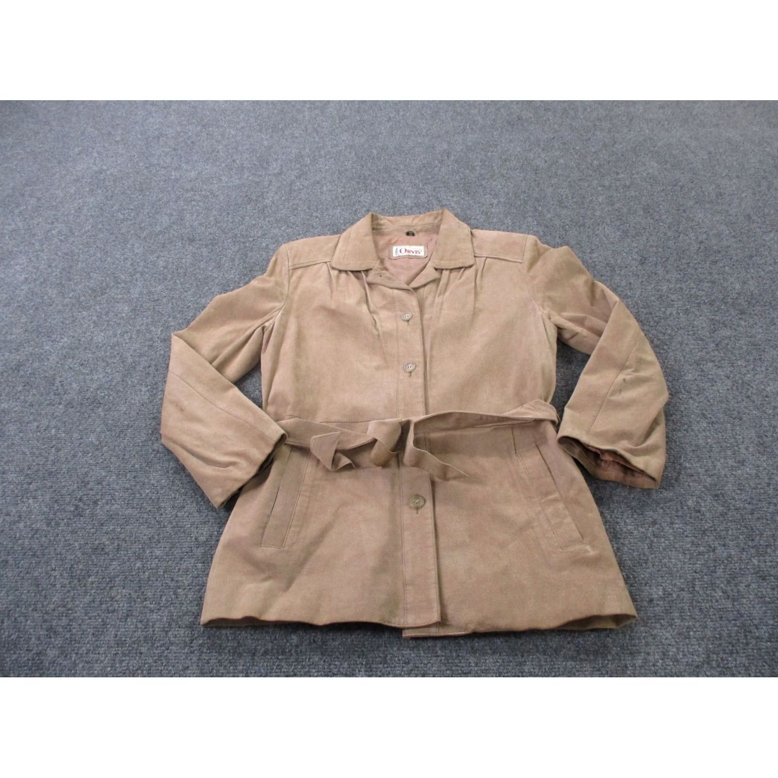 Orvis VINTAGE Orvis Jacket Beige Genuine Leather Coat Belted Designer 80s 90s Womens S Size S / US 4 / IT 40 - 2 Thumbnail