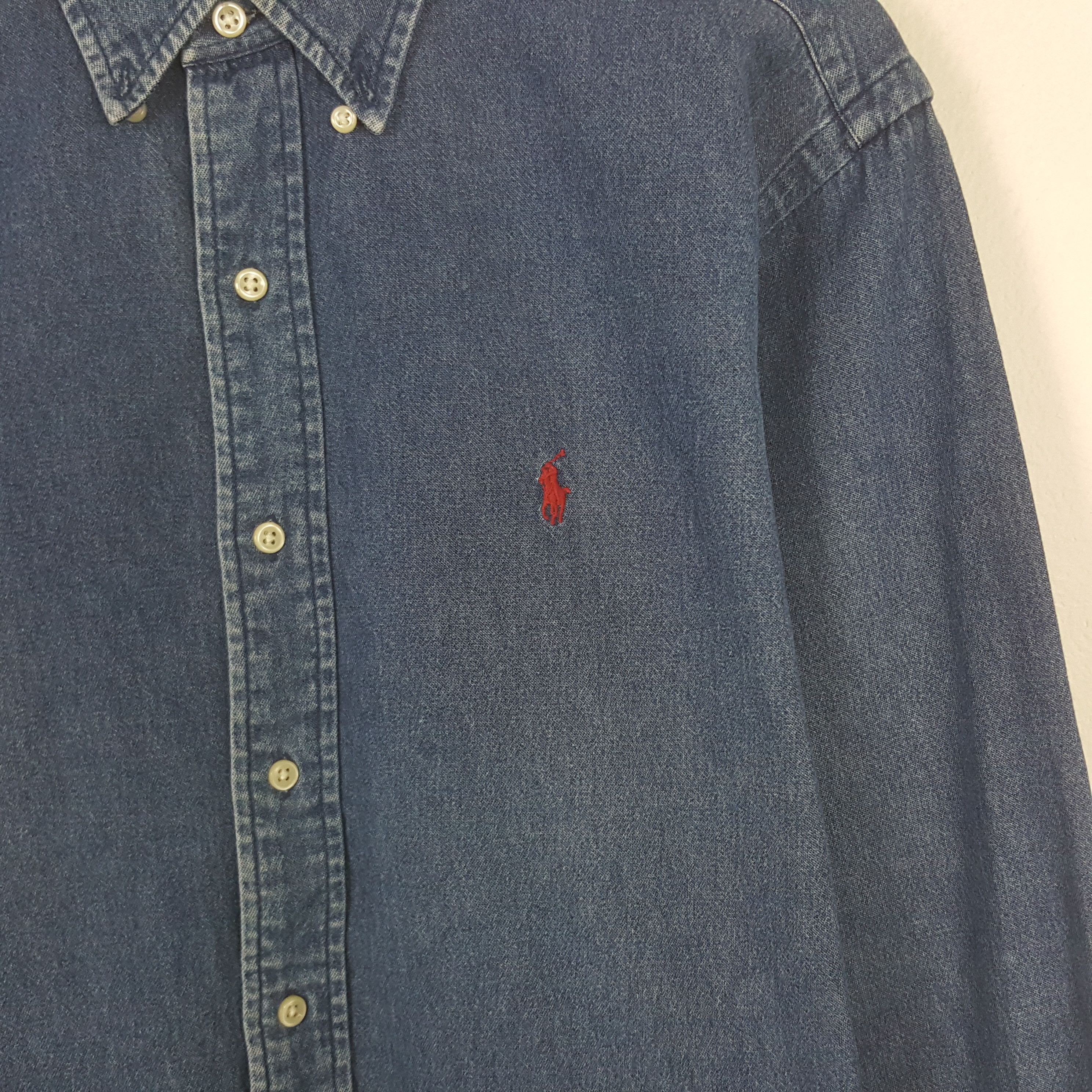 Polo Ralph Lauren × Ralph Lauren × Vintage Vintage Ralph Lauren Denim Button Up Shirt Size US L / EU 52-54 / 3 - 2 Thumbnail