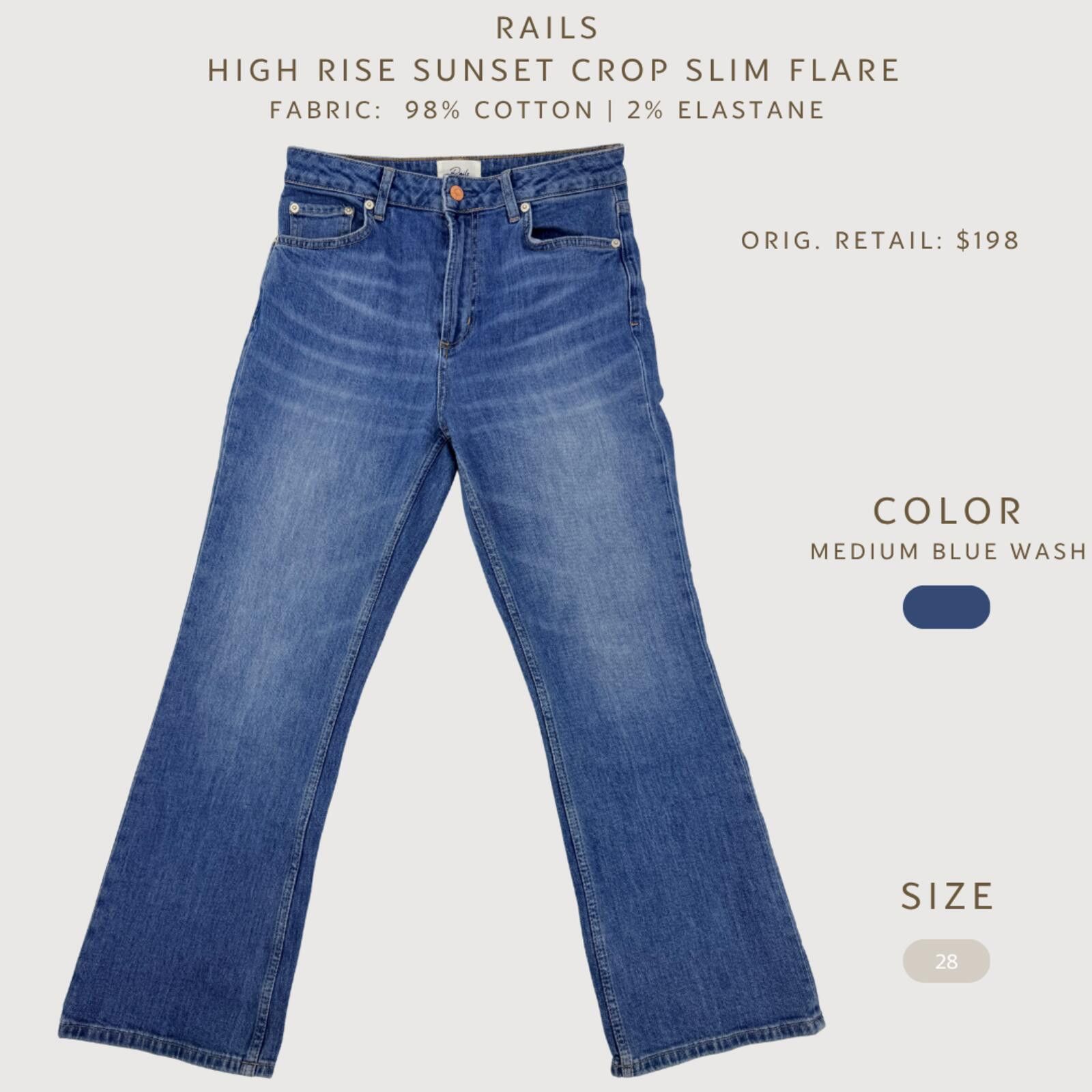 Rails Rails Sunset Crop Slim Flare Jeans High Rise Medium 28 Size 28" / US 6 / IT 42 - 2 Thumbnail