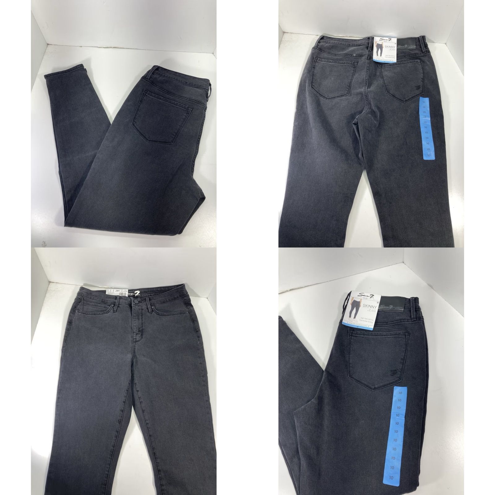 Vintage Seven7 Skinny Jeans Women Size 10 30x30 Black Denim High Rise Stretch NWT Size 32" / US 10 / IT 46 - 8 Thumbnail