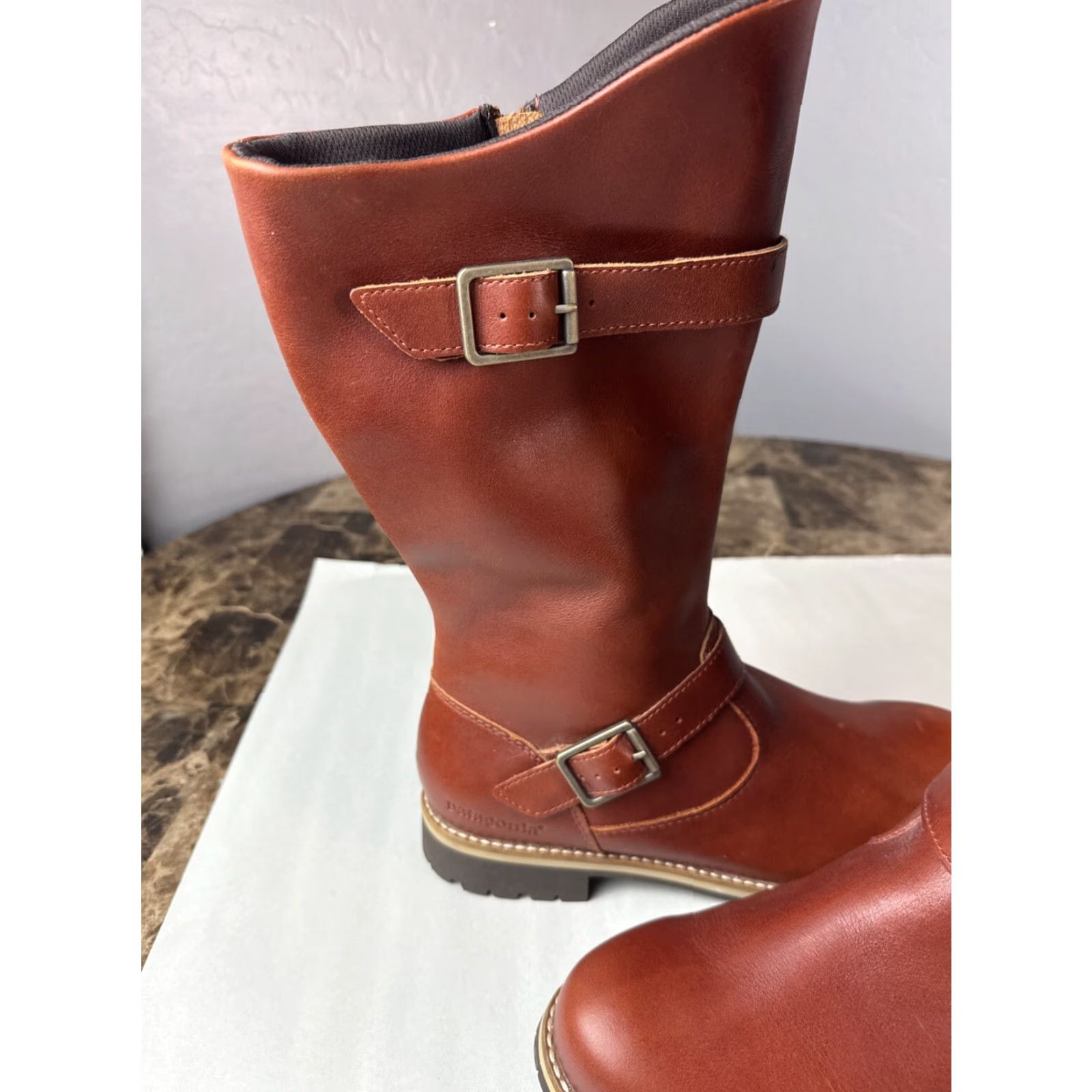 Patagonia Patagonia Women's Tin Shed Rider Boot Sz 9.5 Brown Leather Moto Buckle Lug Sole Mid-Calf Buckle Boots Womens Size US 10 / IT 40 - 3 Thumbnail