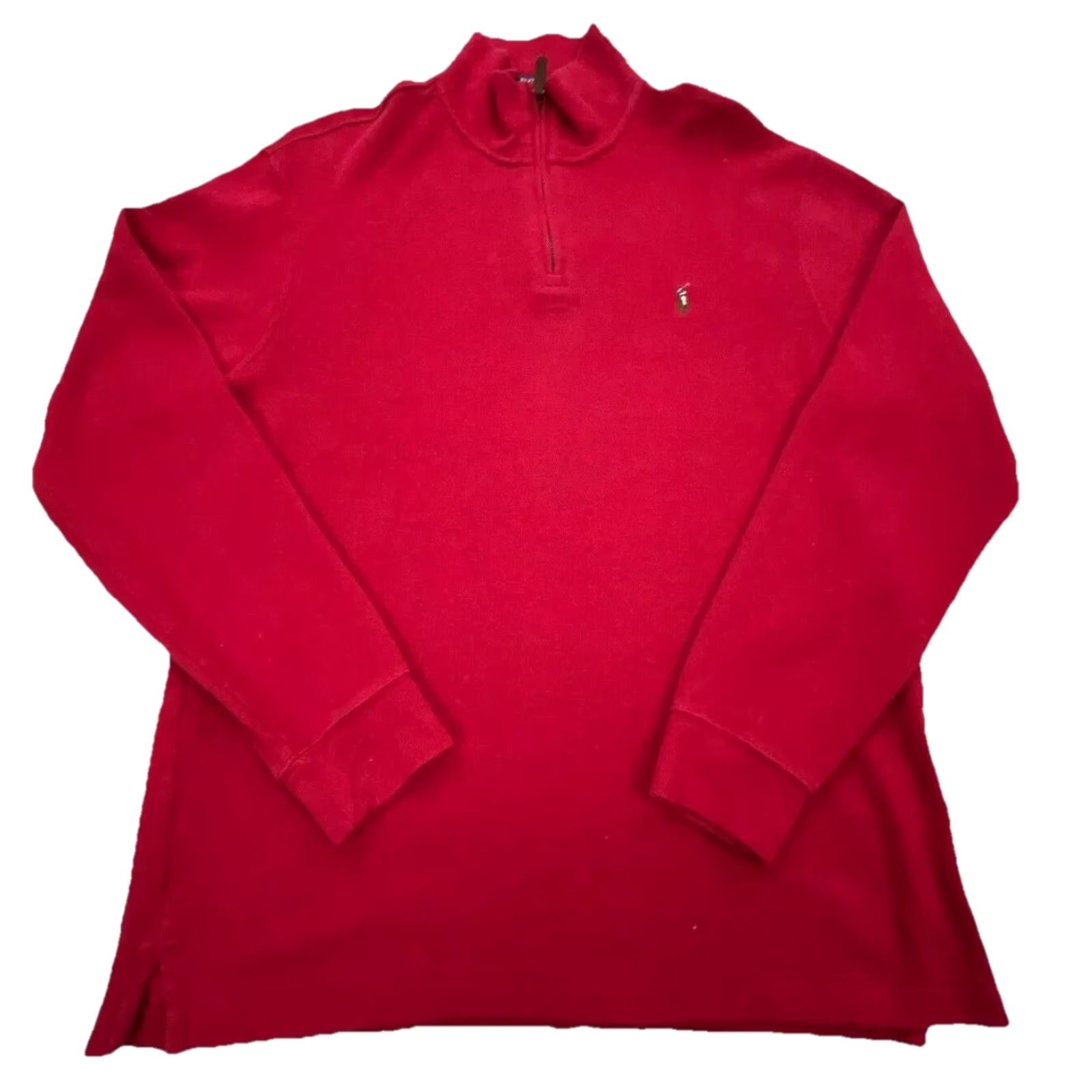 Polo Ralph Lauren Polo Ralph Lauren Sweater Men Large Red Knit Sweatshirt 1/4 Zip Mock Neck Embroidered Logo Zipper Size US L / EU 52-54 / 3 - 2 Thumbnail