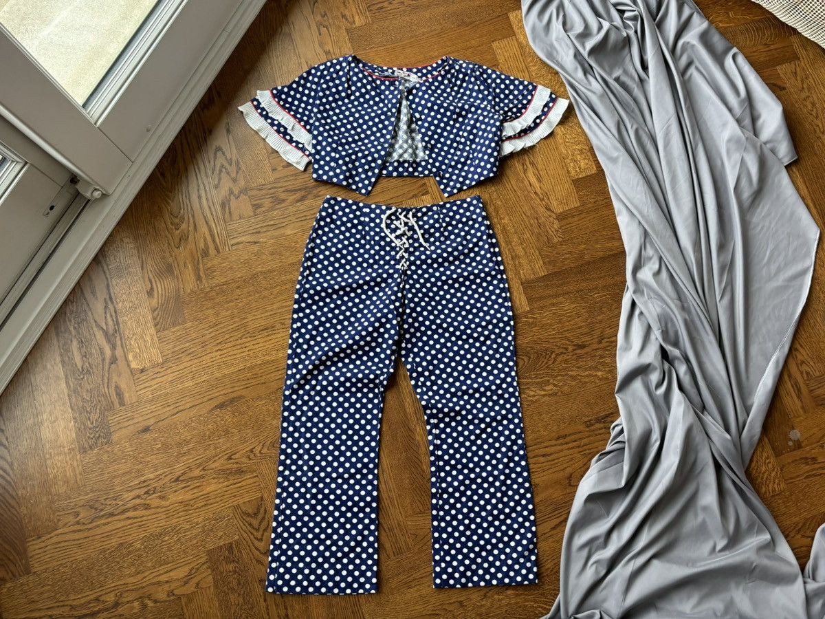Sears × Vintage 1970s Polka Dot Beach Set 70s Vintage Suit Two Piece Track Size 34S - 17 Thumbnail
