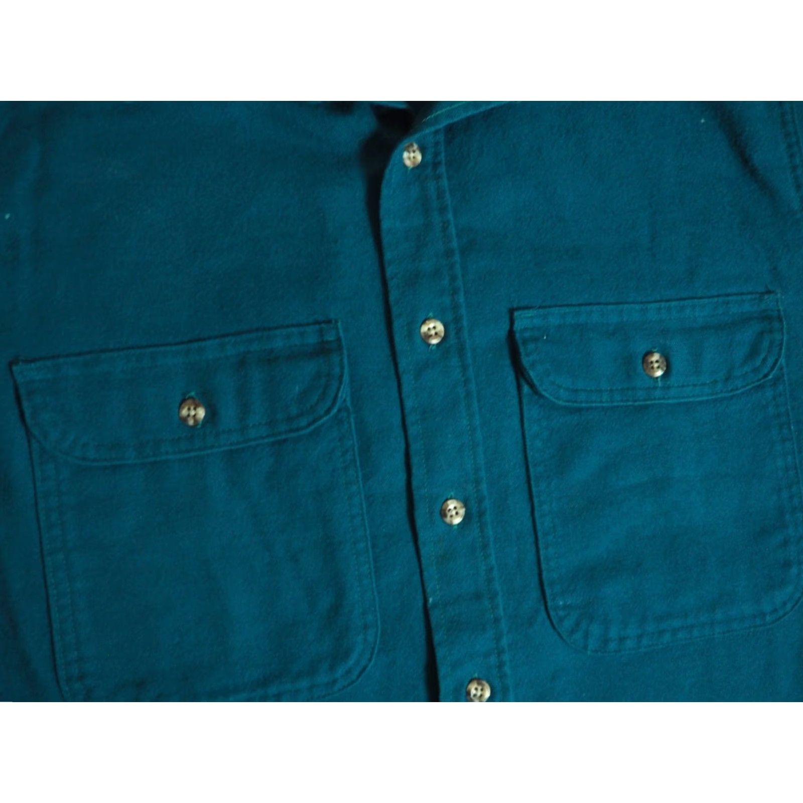Altea VINTAGE 70s Private Property Shirt Teal Blue Chamois Cloth Pocket USA Mens M Long Sleeve Button-Front Cotton Grunge Casual Decade 1970s US Size US M / EU 48-50 / 2 - 5 Thumbnail