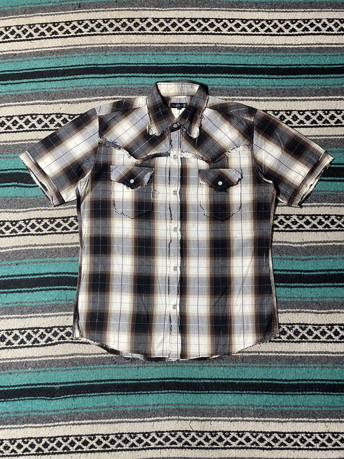 If Six Was Nine × Japanese Brand × Le Grande Bleu (L.G.B.) OMKOE Distressed Western Button Shirt Size US M / EU 48-50 / 2 - 1 Thumbnail