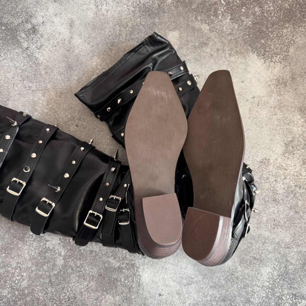 If Six Was Nine Opium Punk Rock Glam Leather Tall Boots (Rick Owen’s Vibe) Size US 8 / IT 38 - 11 Thumbnail