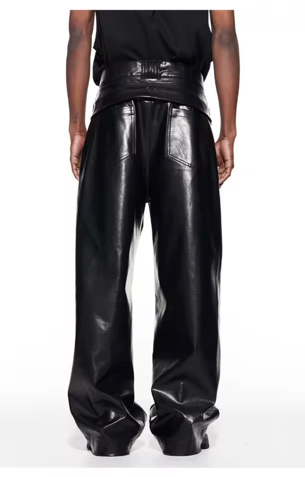 Other Casual Streetwear Gothic PU Leather Straight Pants Trousers Size US 34 / EU 50 - 6 Thumbnail