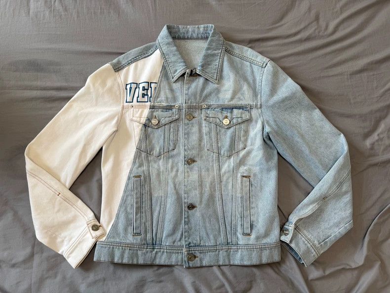 Versace Versace Logo embroidered color-blocked denim jacket jacket Size US M / EU 48-50 / 2 - 1 Thumbnail