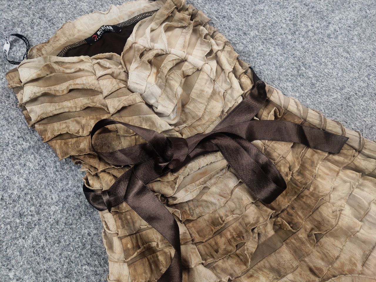 Morgan De Toi Vintage Y2K Morgan de toi strapless Mini dress ruffles brown Size S / US 4 / IT 40 - 7 Thumbnail