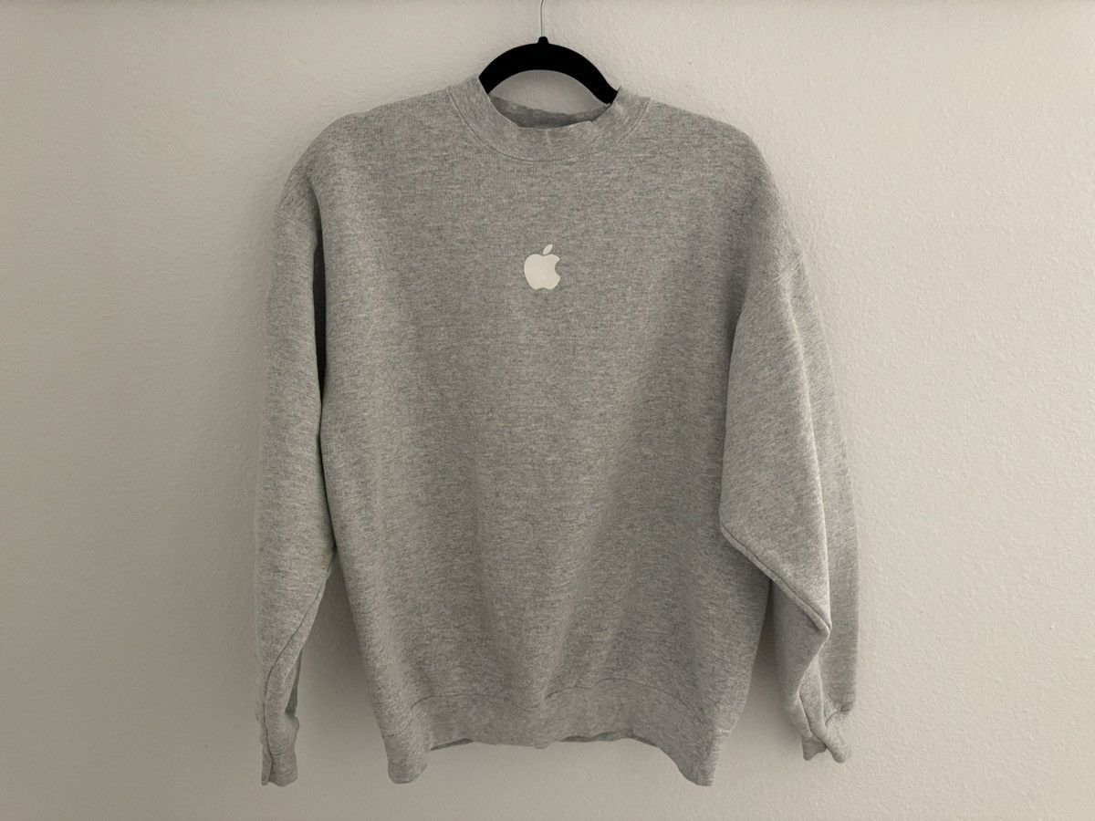 image of 90's Apple Crewneck Sweatshirt in Grey, Men's (Size Medium)