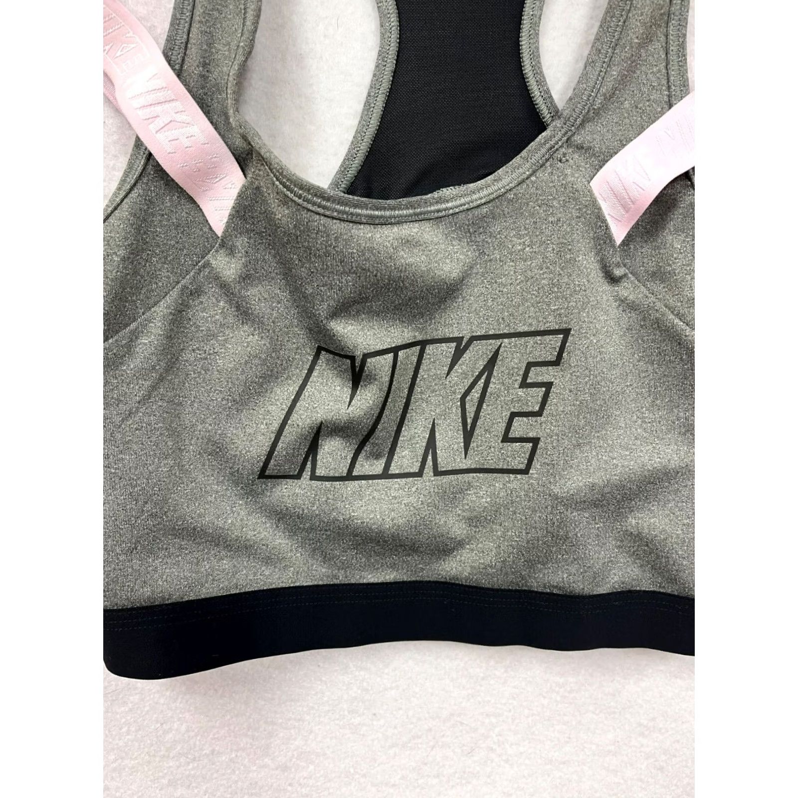 Nike Nike Womens L Racerback Sports Bra Color Gray Size ONE SIZE - 4 Thumbnail