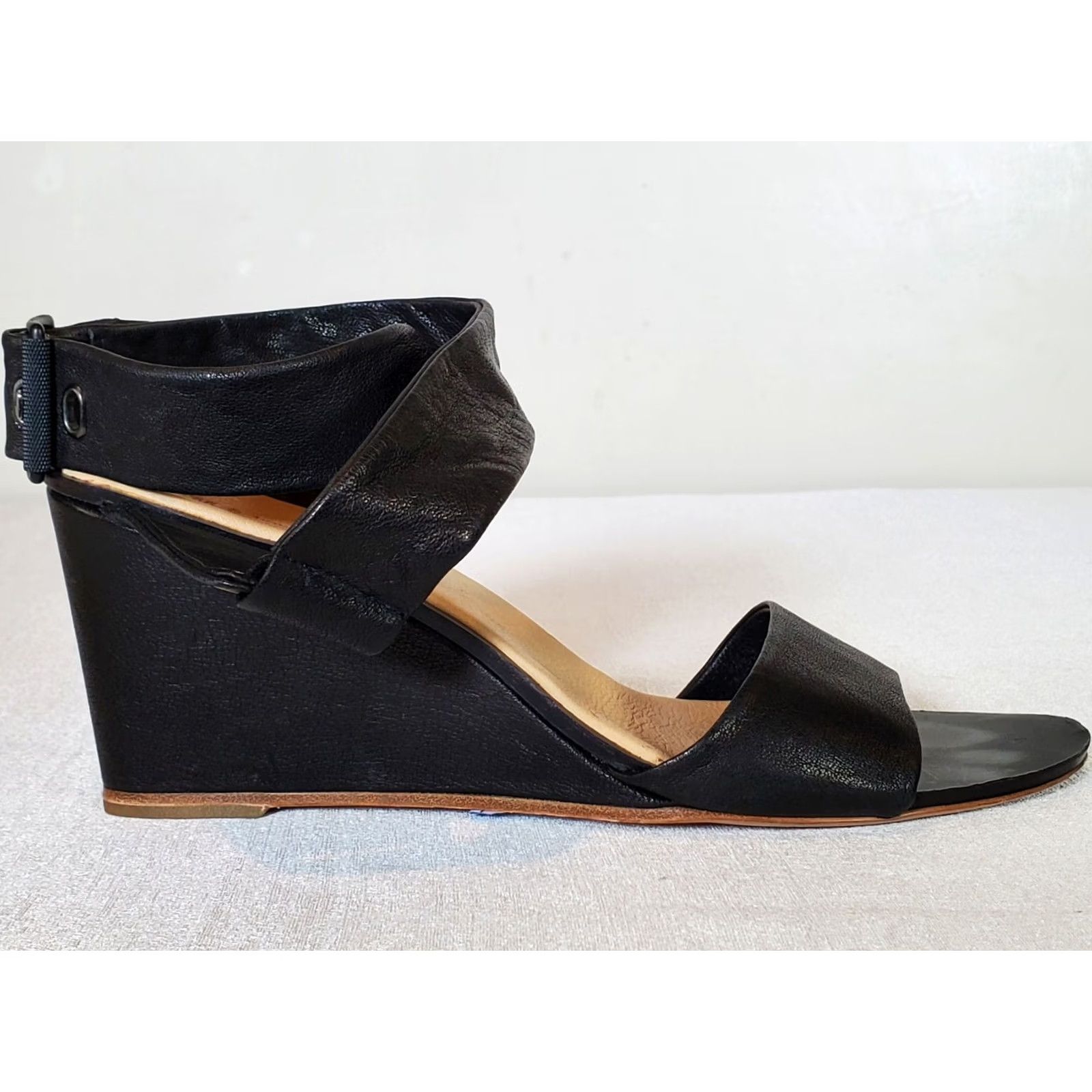 Rag & Bone Rag & Bone Damien Wedge Sandals Black Leather Made in Italy Women's US 10.5 EU 41 Strappy Buckle Open Toe Size US 11 / IT 41 - 3 Thumbnail