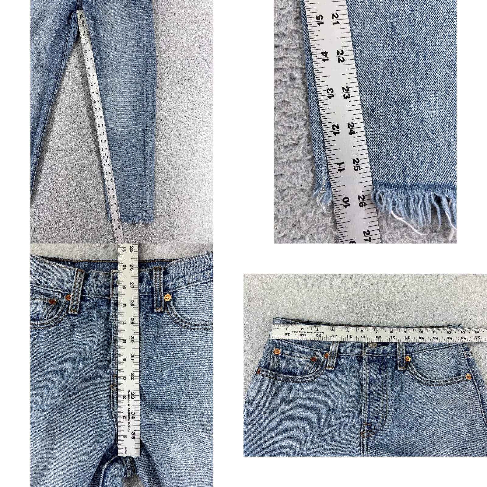 Levi's Levis Premium Jeans Womens 25 Blue Denim Tapered Wedgie Fit Levi's Wedgie Jeans 5-Pocket Distressed Button Fly Size 42" / US 20 - 9 Thumbnail