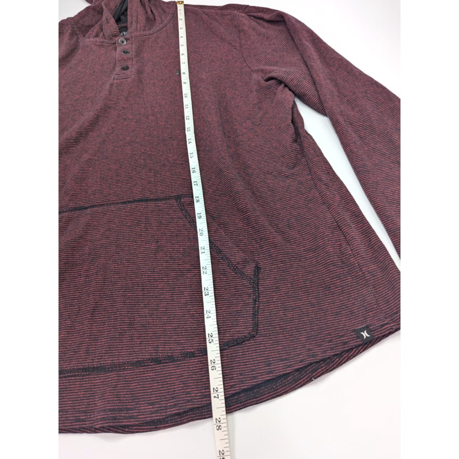 Hurley Hurley Hooded Sweatshirt XL Women’s Pullover Burgundy Stripe Black Cotton Polyester 90s Activewear Ladies Shirt? Size XL / US 12-14 / IT 48-50 - 4 Thumbnail