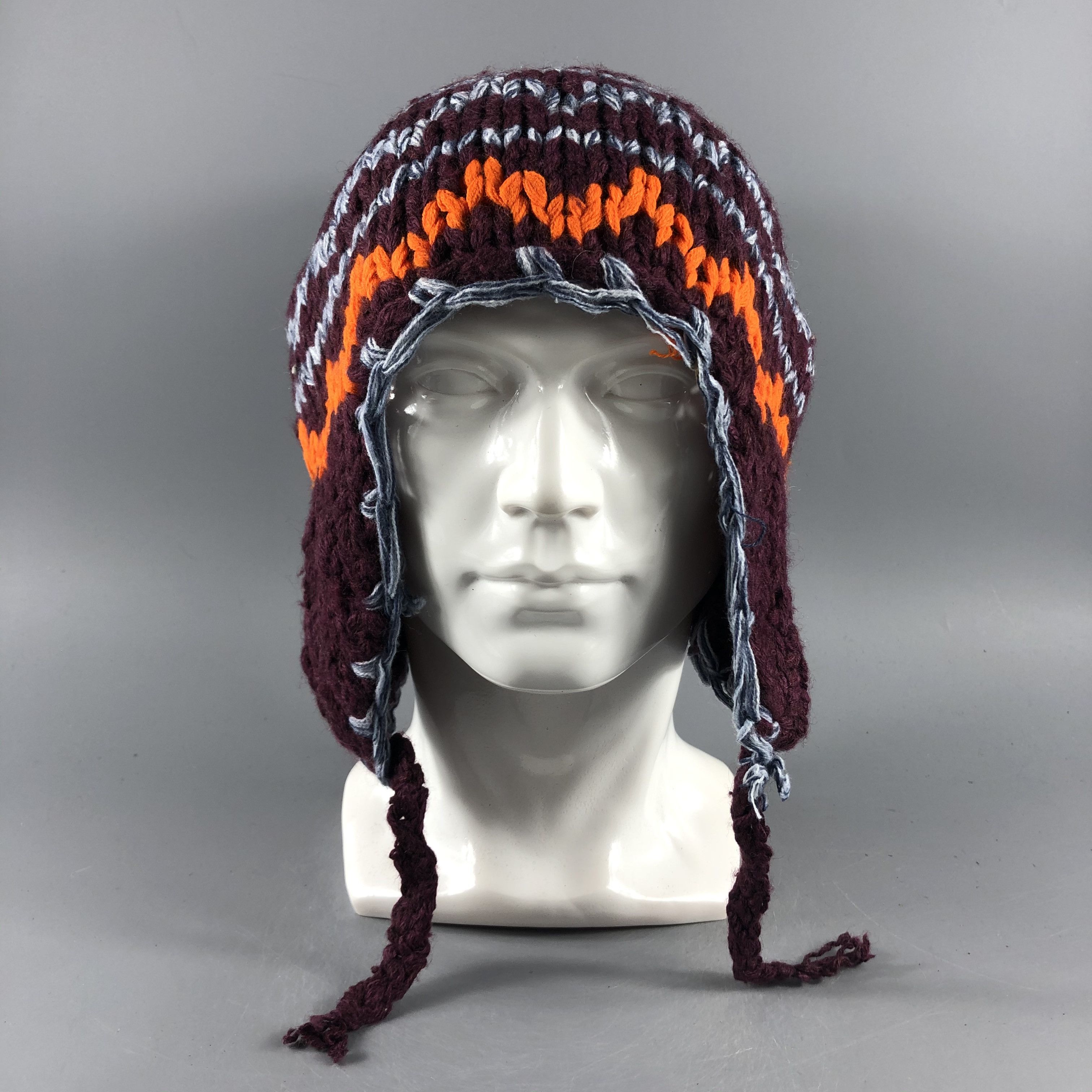 Japanese Brand × Vintage Ear Flap Hat Fair Isle Beanie Snow Hat Snow Cap -D423 Size ONE SIZE - 1 Thumbnail