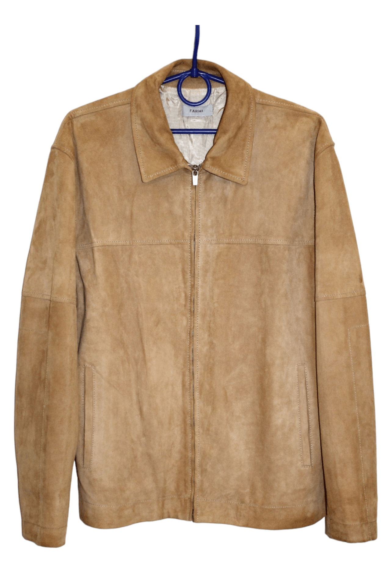 image of Italian Designers x Nicole Farhi Lined Suede Leather Jacket in Brown, Men's (Size Small)