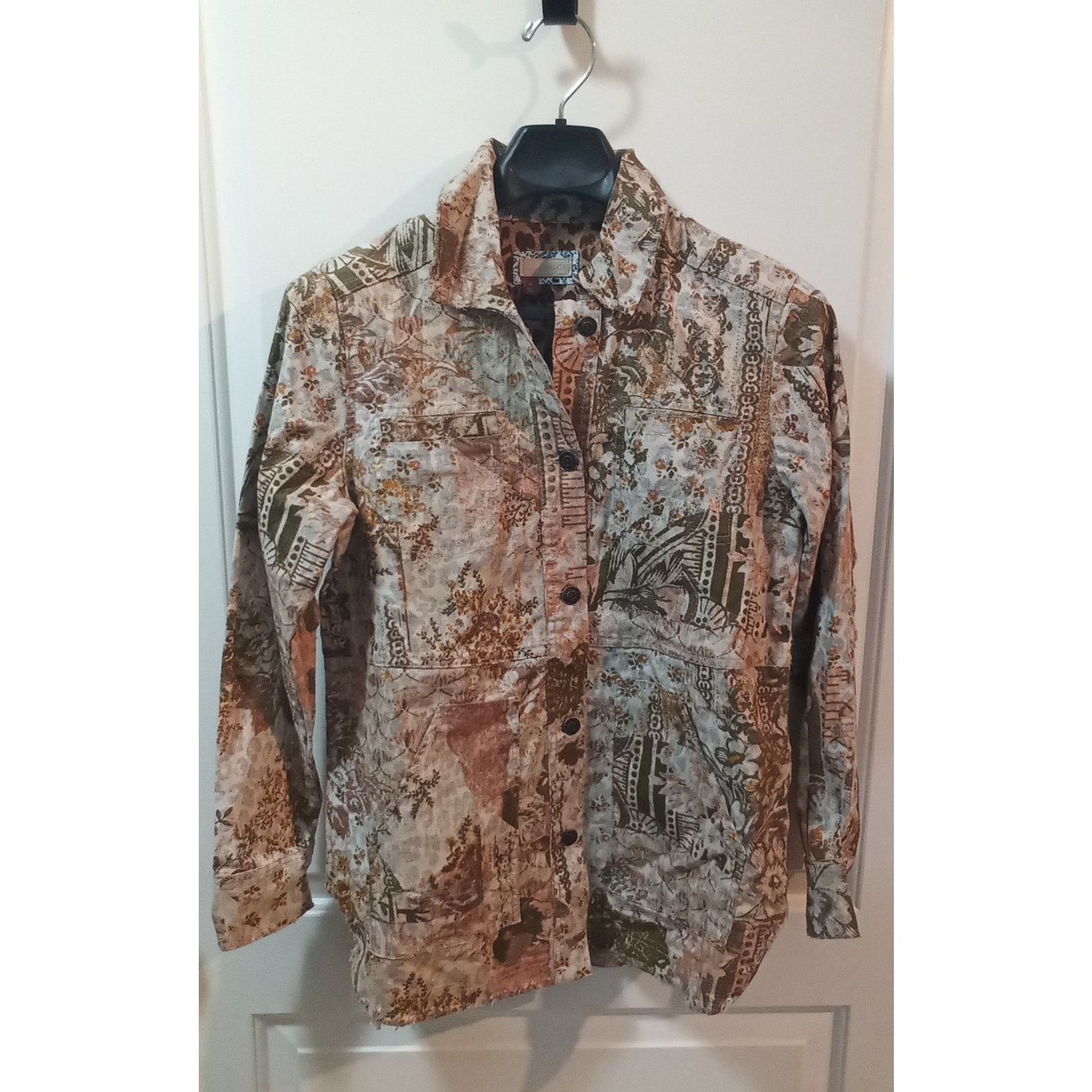 Anthropologie Anthropologie Pilcro Cream Brown Cotton Floral Jacket Size XS / US 0-2 / IT 36-38 - 1 Thumbnail