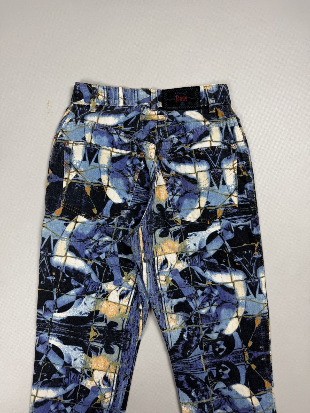 Jean Paul Gaultier 90s JPG Jean Paul Gaultier Stained Glass Printed Denim Jeans Size 25" / US 0 / IT 36 - 20 Thumbnail