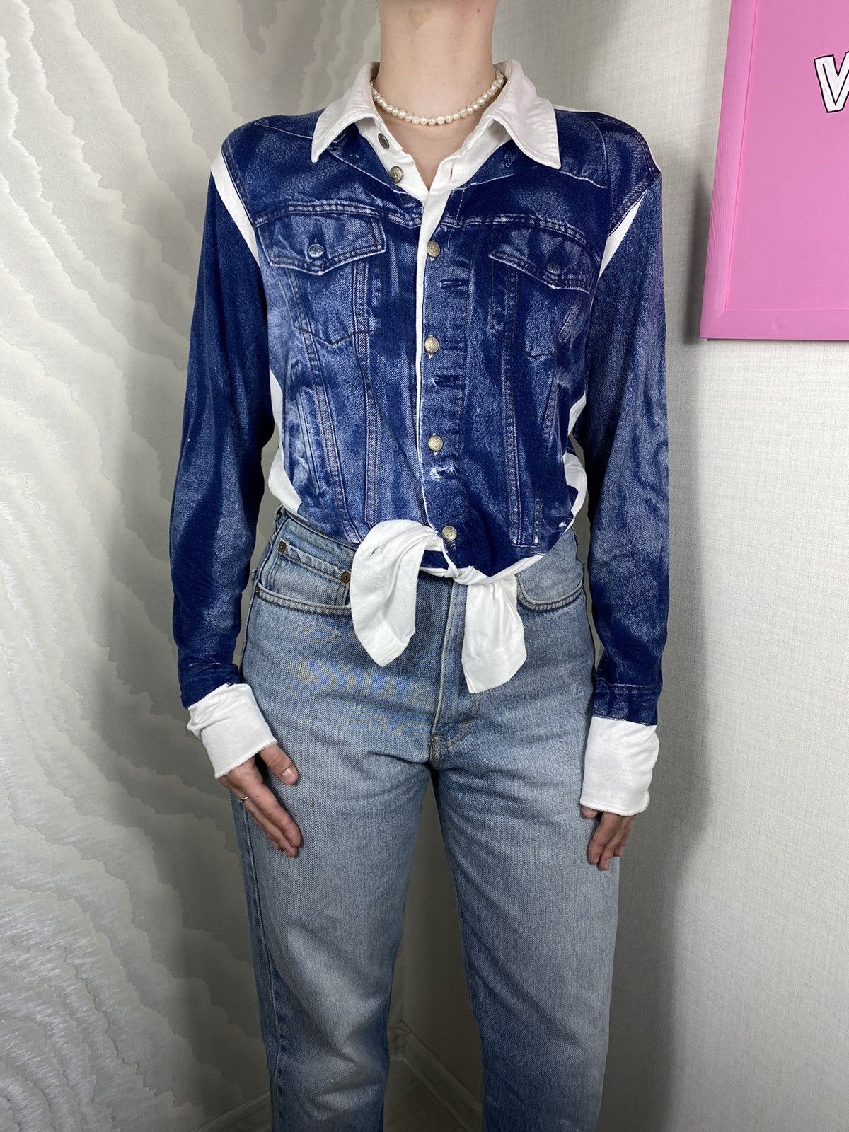 Jean Paul Gaultier × Vintage Jean Paul Gaultier Jeans Trompe Shirt SS97 Size L / US 10 / IT 46 - 1 Thumbnail