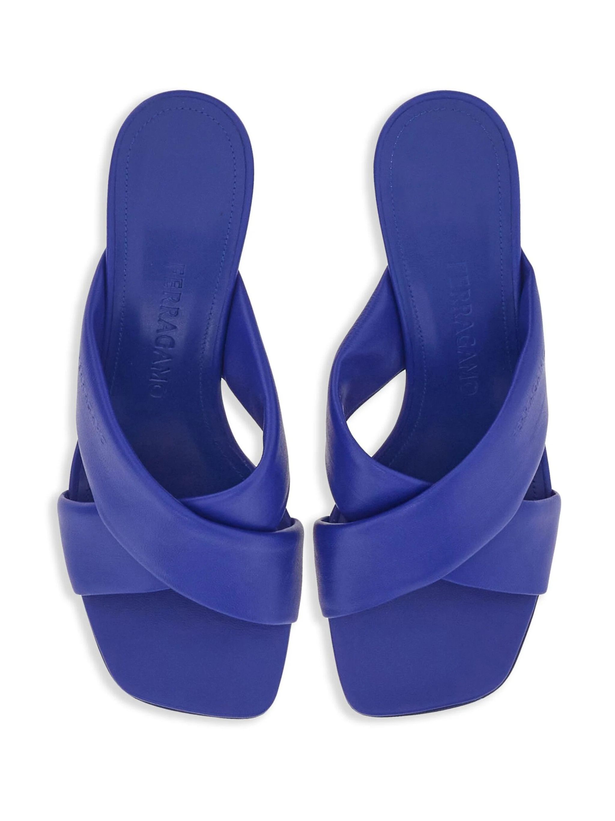 Salvatore Ferragamo o1s1rm0924 Aludra Crossover Strap Slides in Blue Size US 6.5 / IT 36.5 - 4 Thumbnail