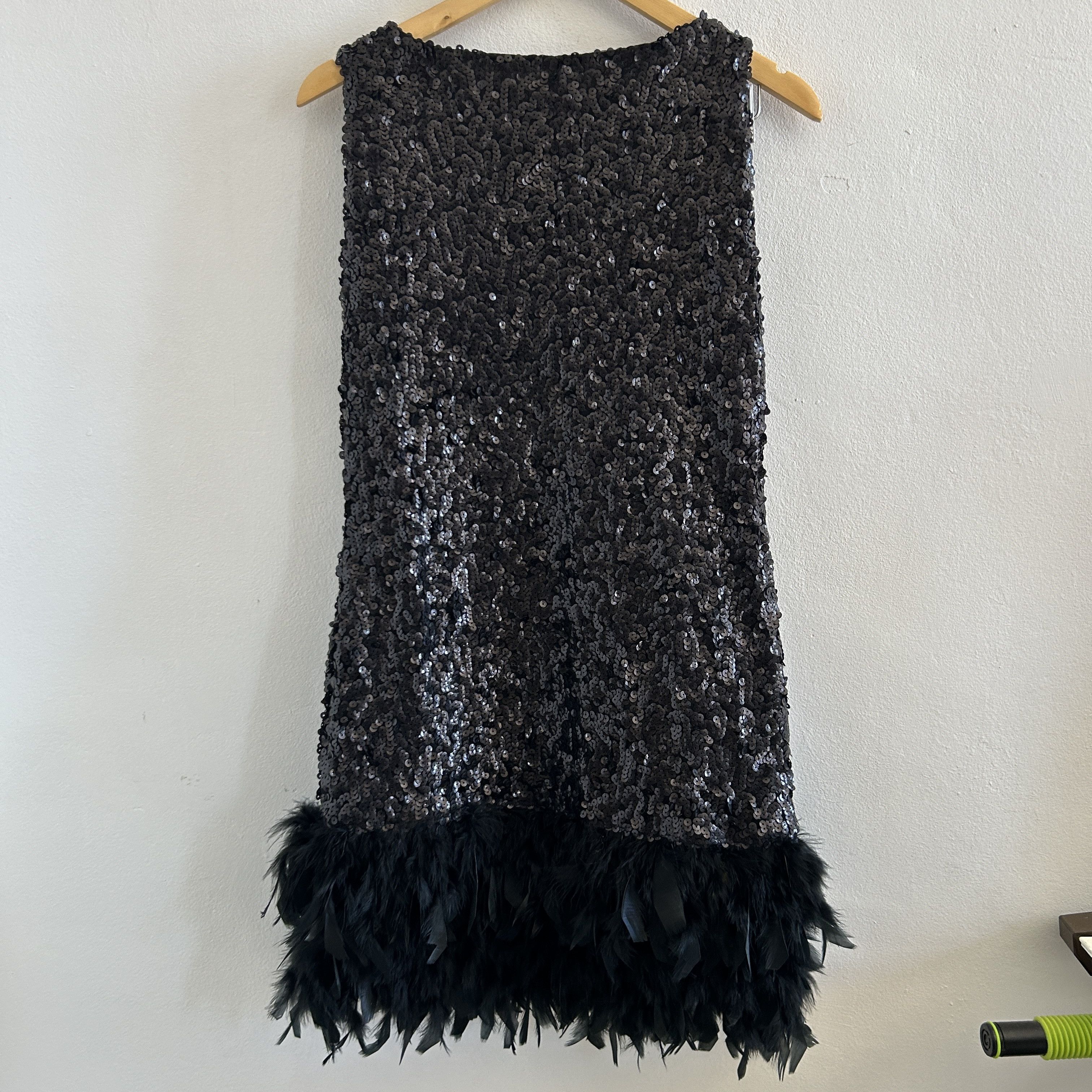 Vintage Vintage Y2K Black Sequin Feather Mini Dress Size M / US 6-8 / IT 42-44 - 11 Thumbnail