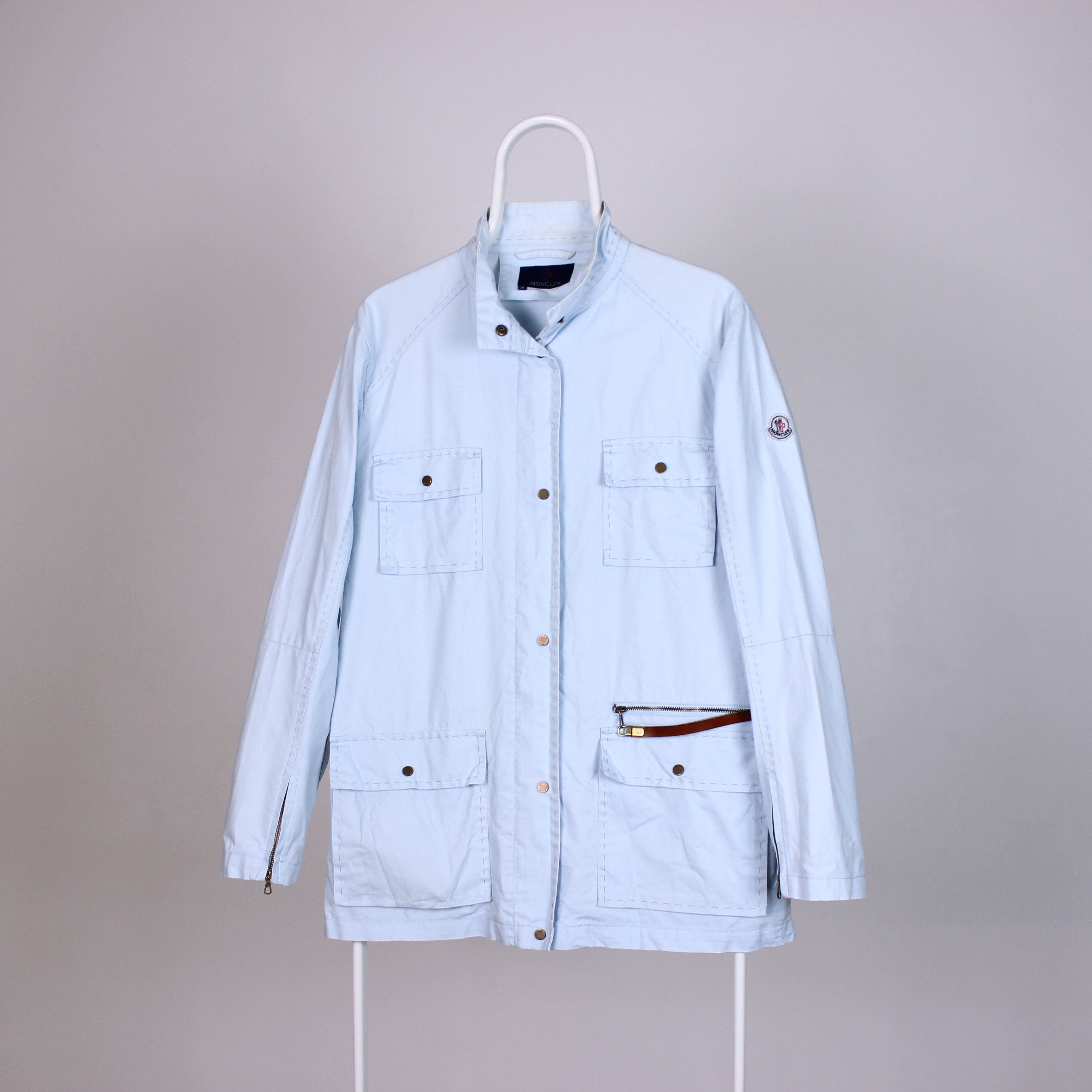 image of Moncler Vintage Women Jacket Blue Light M L in Light Blue (Size Medium)