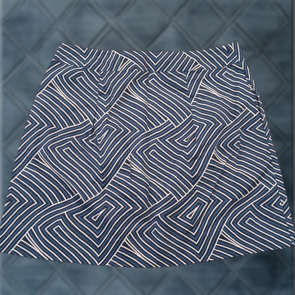 Calvin Klein Calvin Klein Skirt Short Blue Geometric Pockets Cotton Size 4 Women's Pencil Zip Reactivation: None Size 27" / US 4 / IT 40 - 1 Thumbnail