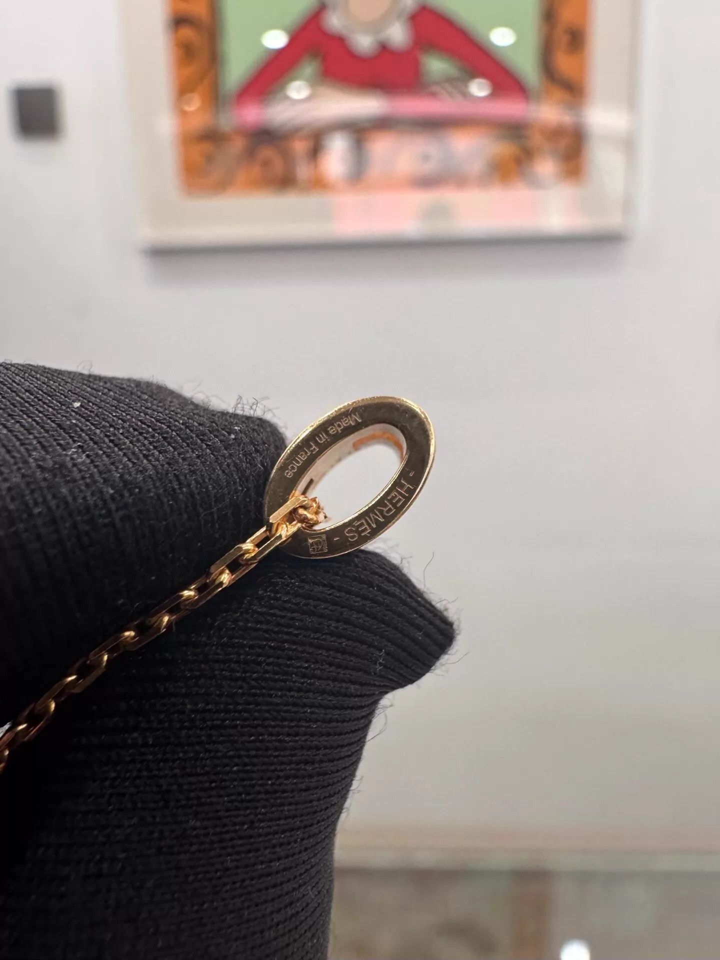 Hermes Hermes Pop H Mini Pink Enamel H Rose Gold Necklace Size ONE SIZE - 5 Thumbnail