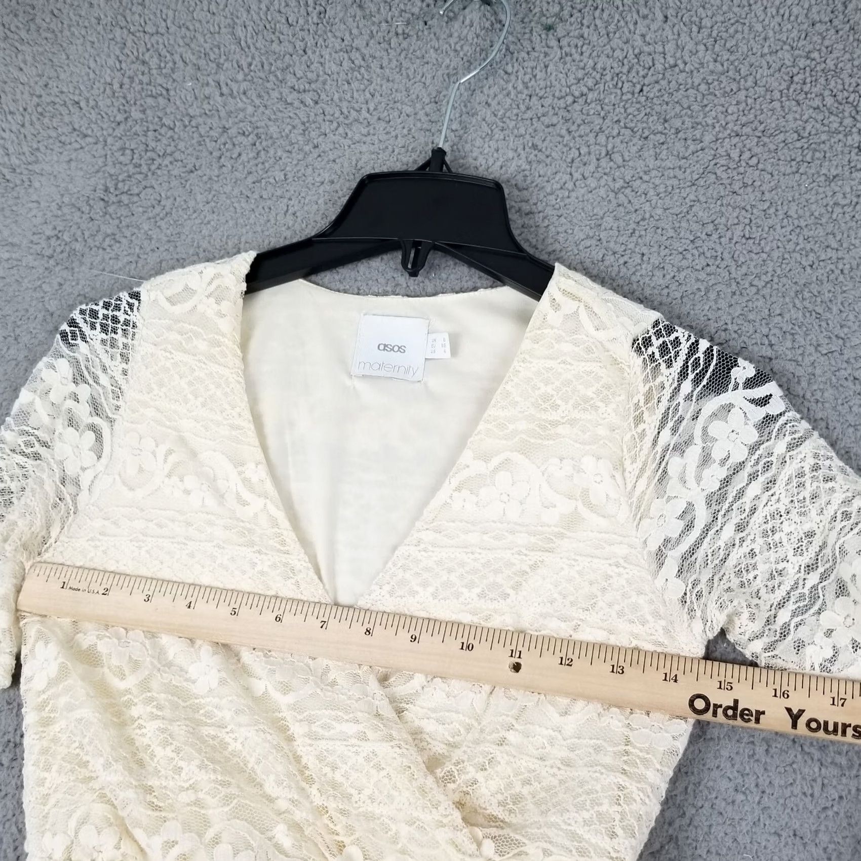 Asos ASOS Women's Maternity Lace Midi Dress Lined Short Sleeve Floral Ivory Size 4 Womens Size S / US 4 / IT 40 - 5 Thumbnail