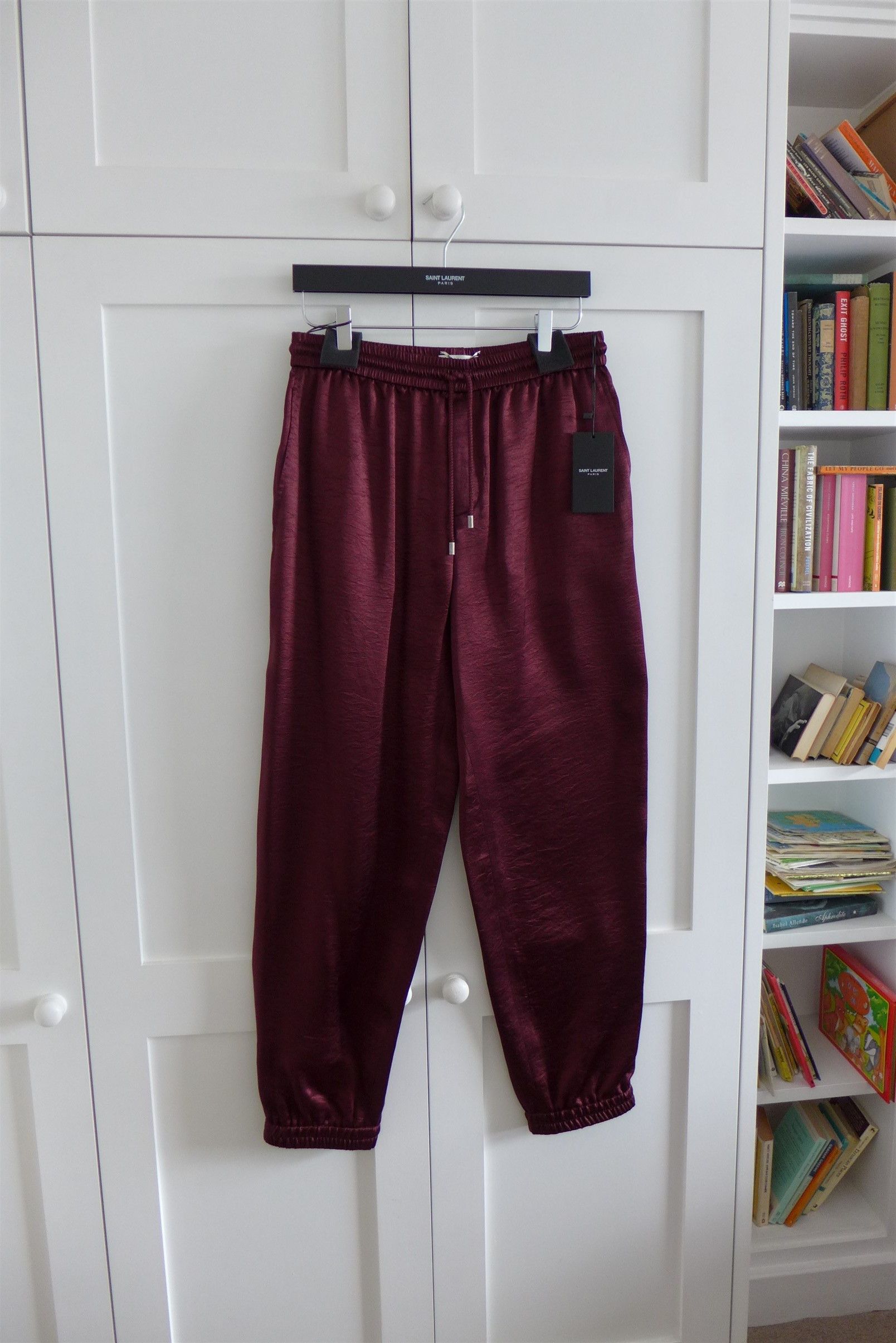 Saint Laurent Paris Saint Laurent Drawstring Track Pants - Burgundy Satin Size US 34 / EU 50 - 6 Thumbnail