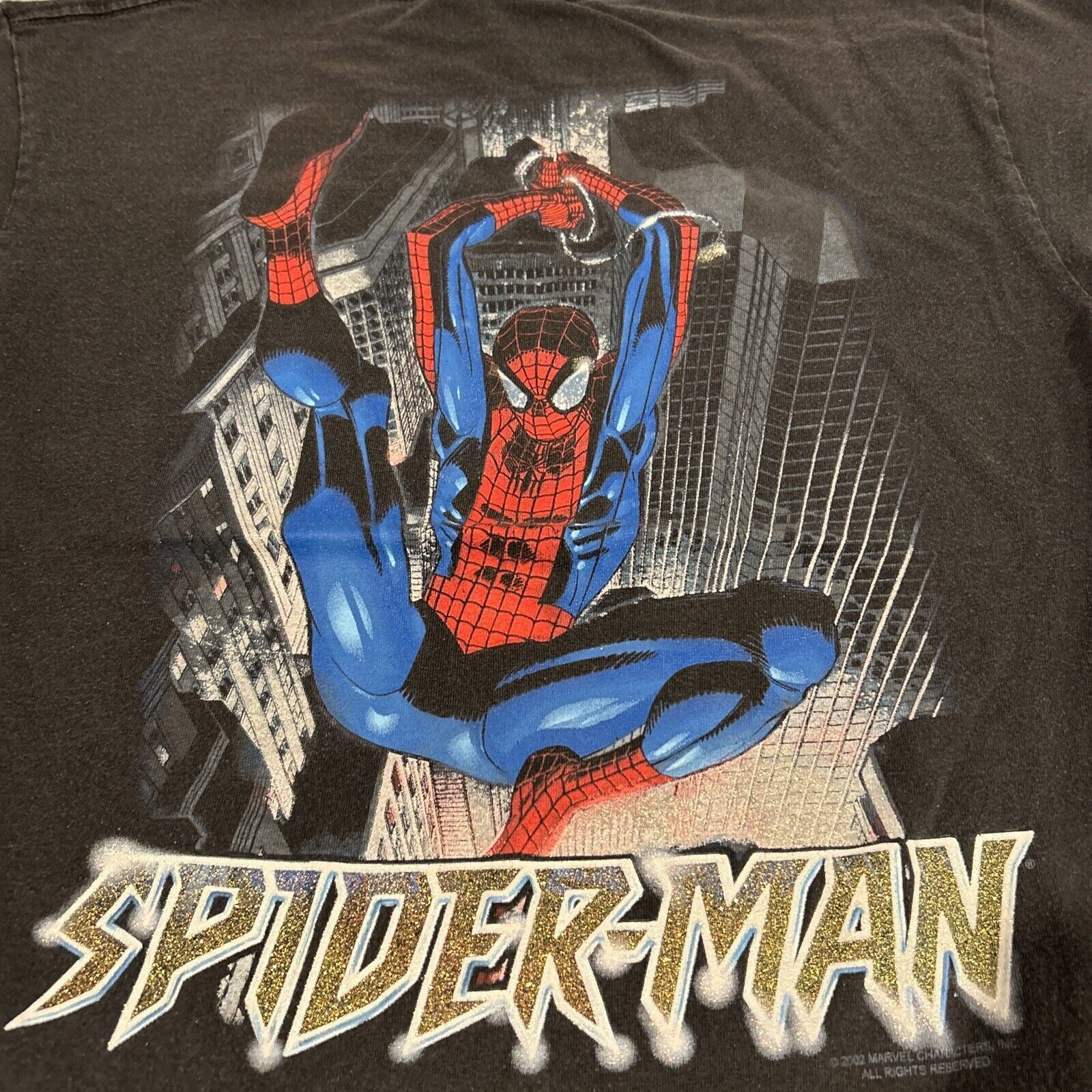 Marvel Comics Spiderman 2002 Shirt Youth Boys Teen Medium Glitter Double Size US M / EU 48-50 / 2 - 1 Thumbnail