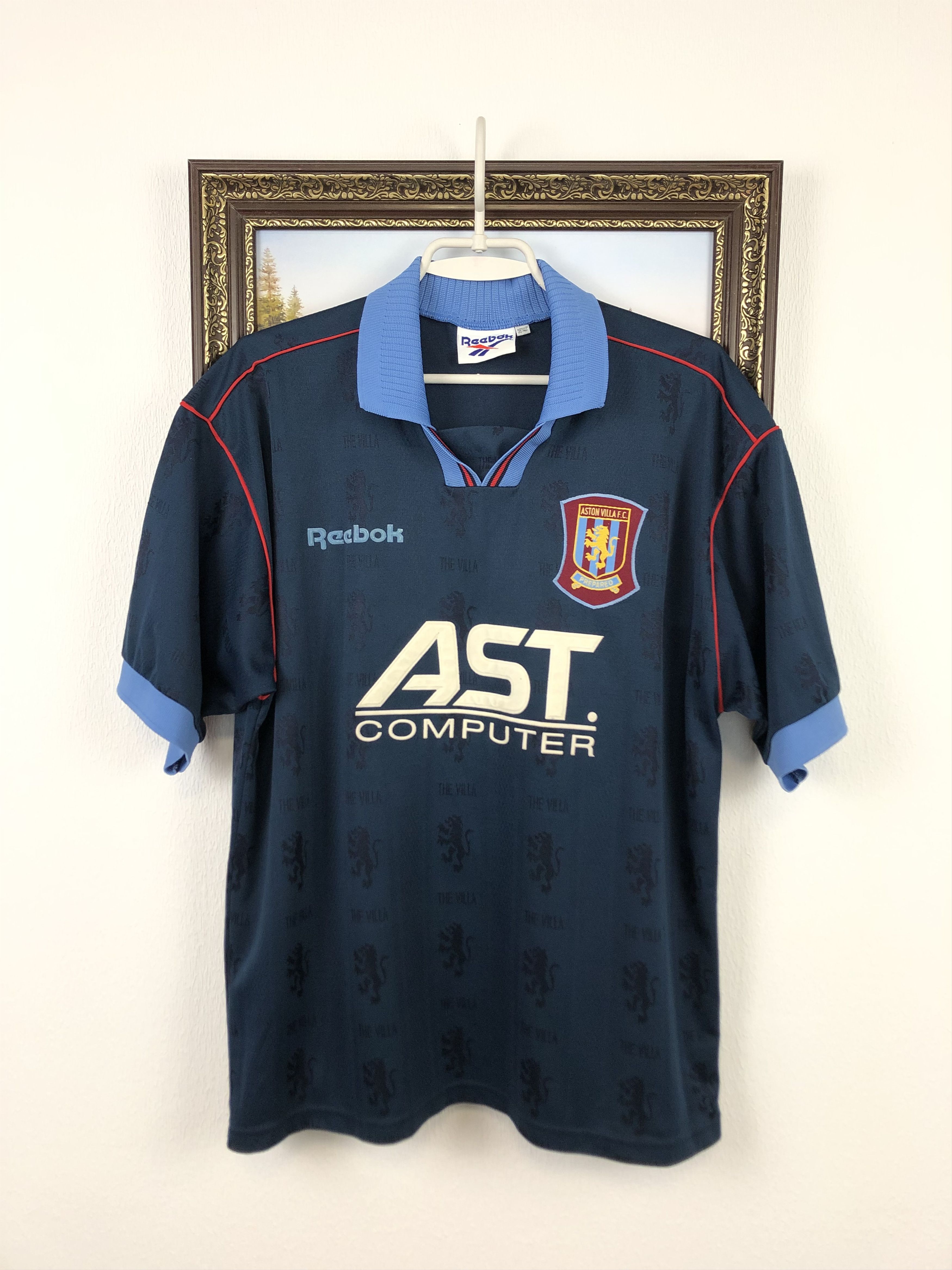 image of Soccer Jersey x Vintage Aston Villa Football Shirt 1996 Soccer Reebok Jersey, Men's (Size Medium)