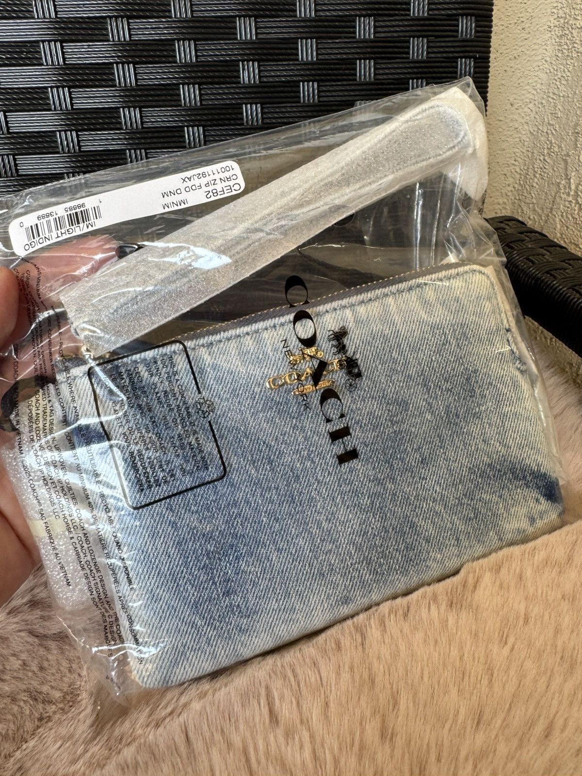 Coach NWT Coach Corner Zip Wristlet Loved Denim With Charms CEF82 Size ONE SIZE - 10 Thumbnail
