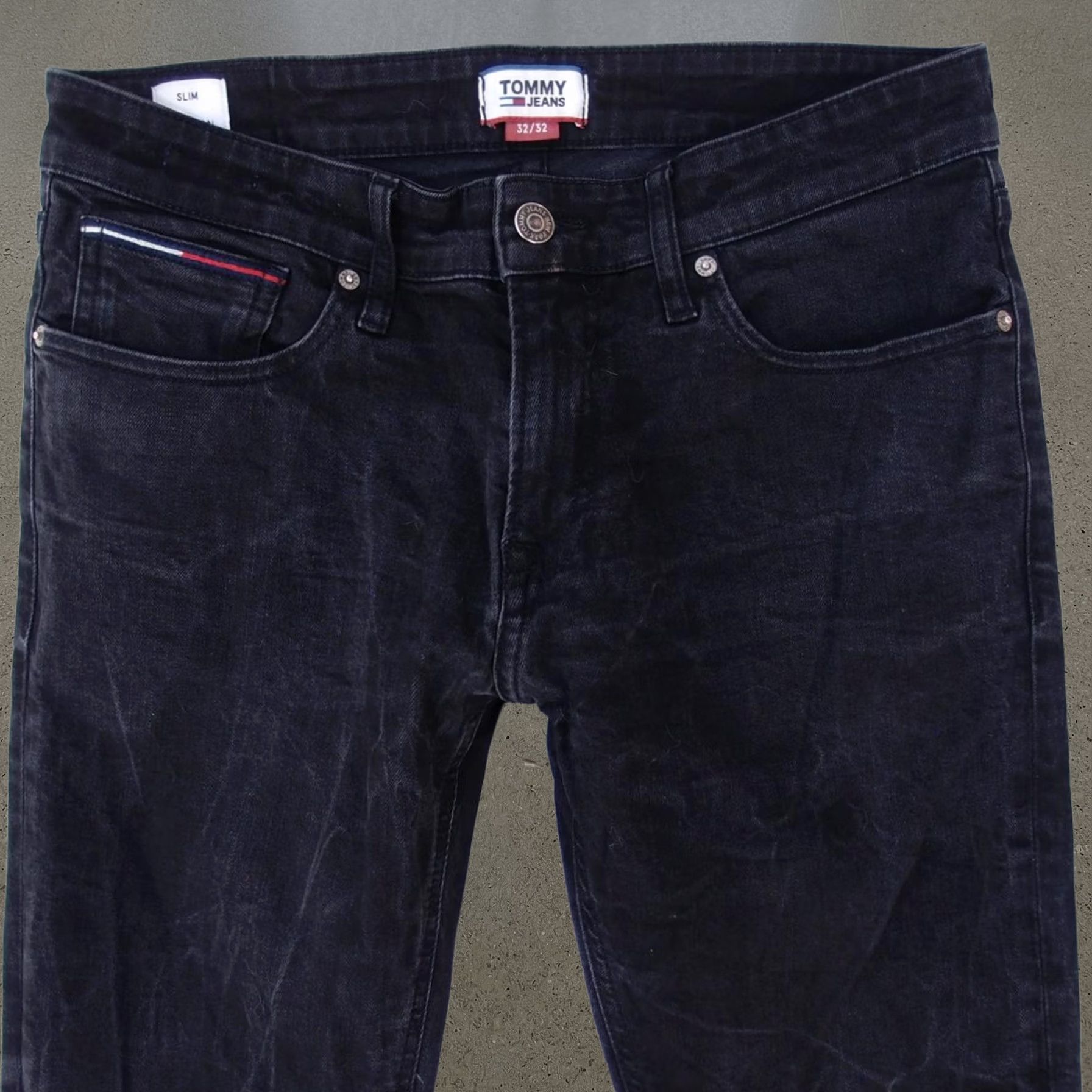 Tommy Hilfiger Scanton Slim Jeans Black Stretch Slim Straight W31 W32 L32 Mens, Men's