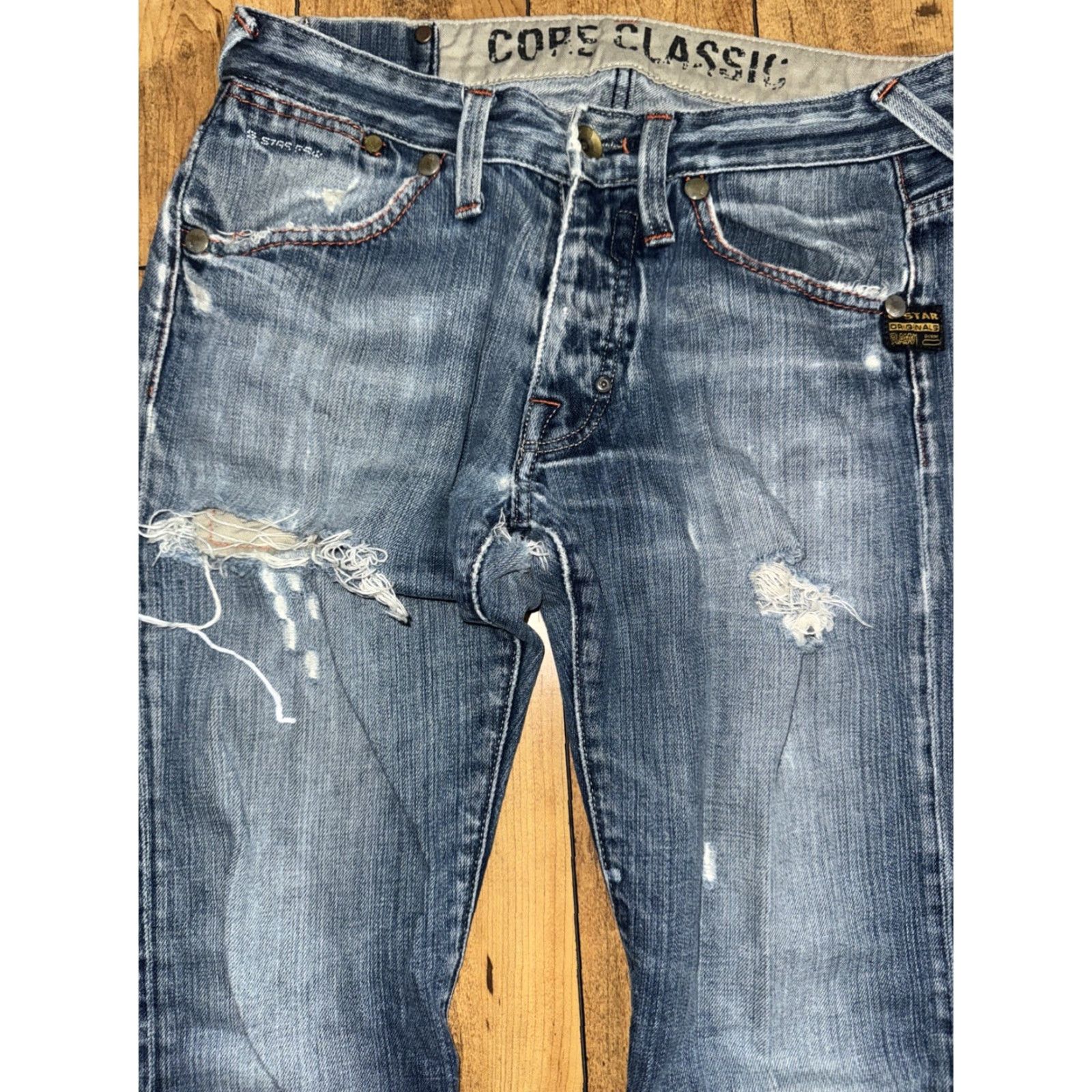 G-Star VINTAGE G-Star RAW Core Classic Denim Jeans Blue 30x29 Distressed Y2K 90s Streetwear Jeans Mens Regular Blue Distressed Denim Straight Classic Size US 30 / EU 46 - 3 Thumbnail