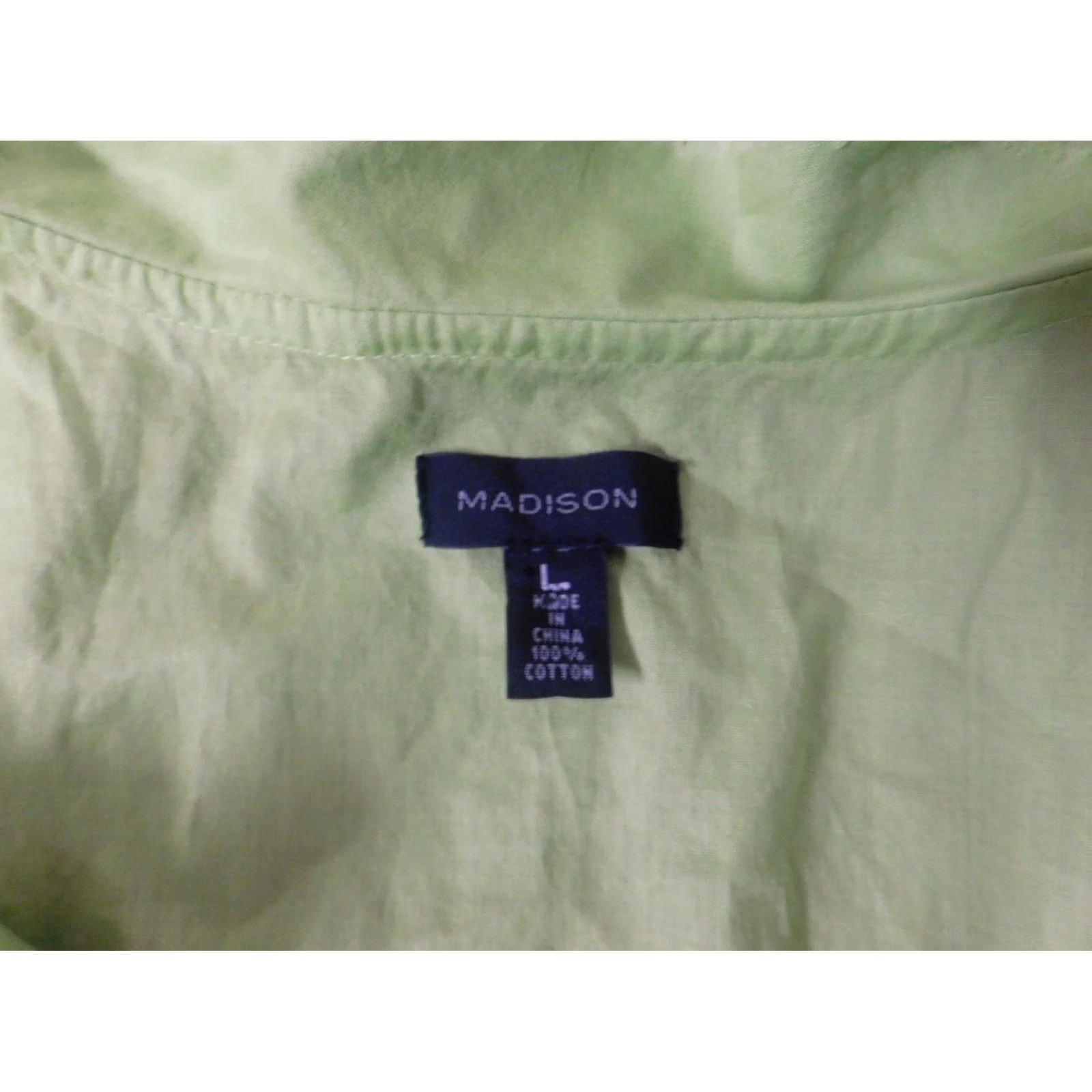 Madison Madison Blouse Shirt Womens Large Green Collared Pullover Sleeveless Casual 100% Cotton Ruffle Casual Vintage No Size L / US 10 / IT 46 - 4 Thumbnail